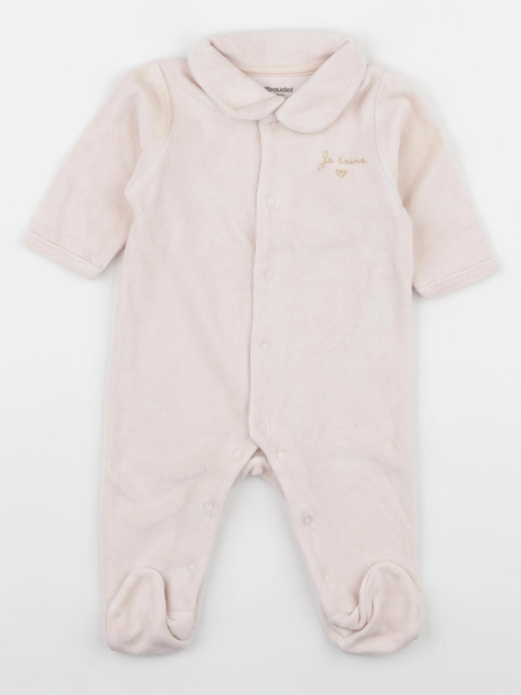 Vertbaudet - pyjama velours rose - 3 mois