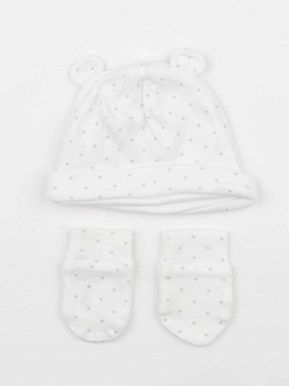 Vertbaudet - ensemble bonnet/moufles blanc - 0/3 mois