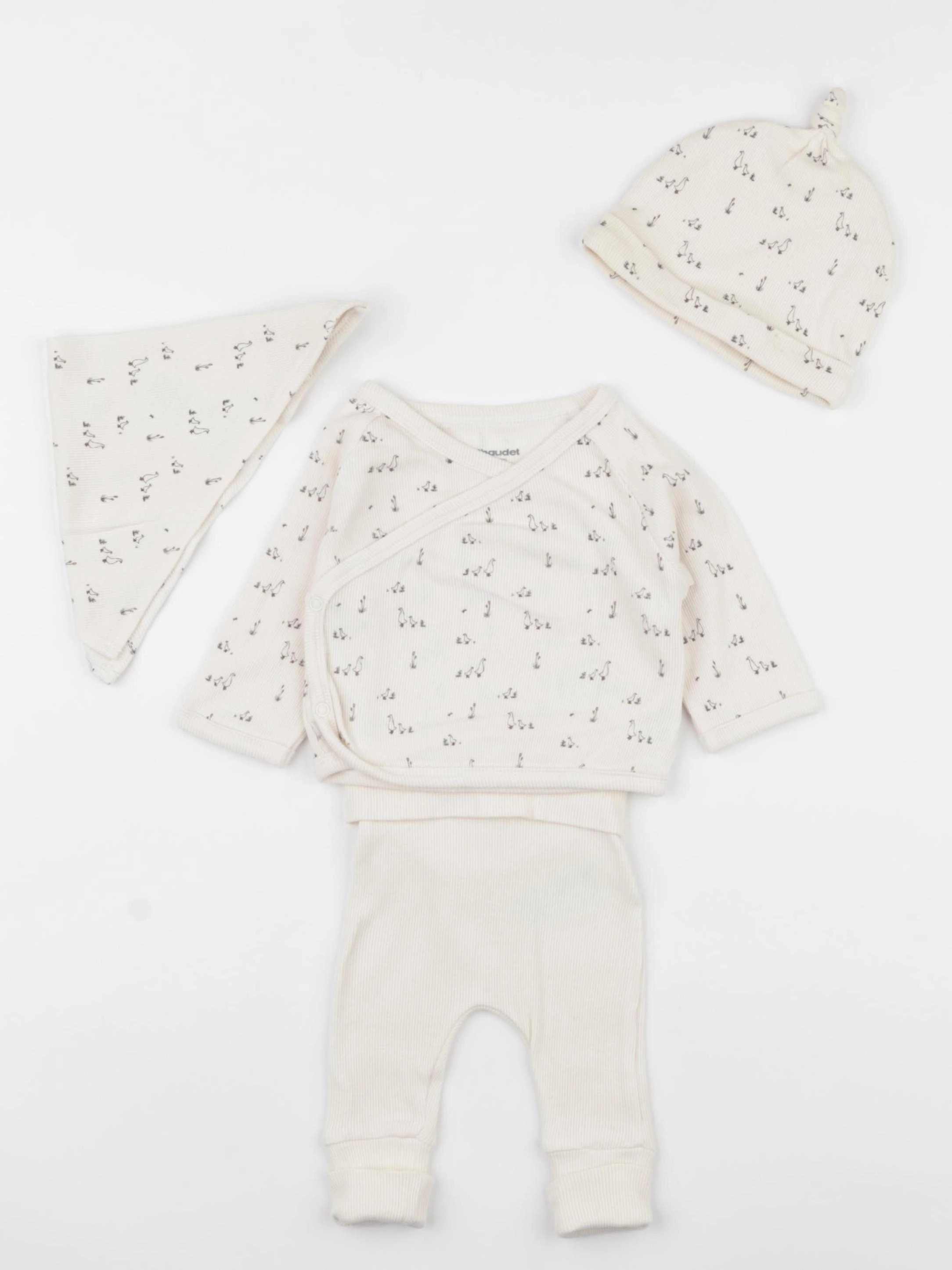 Vertbaudet - ensemble beige - 1 mois