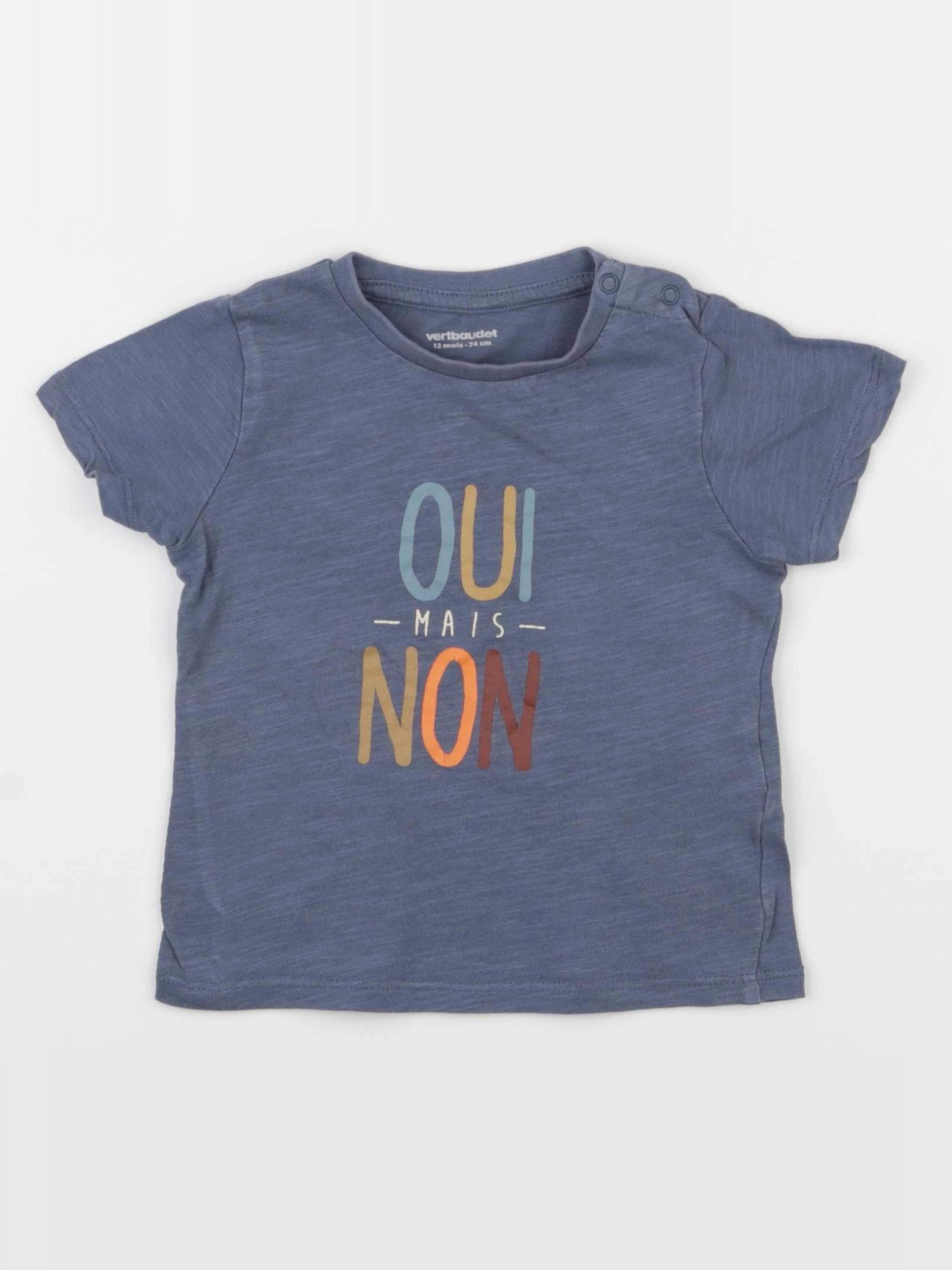 Vertbaudet - tee-shirt bleu - 12 mois
