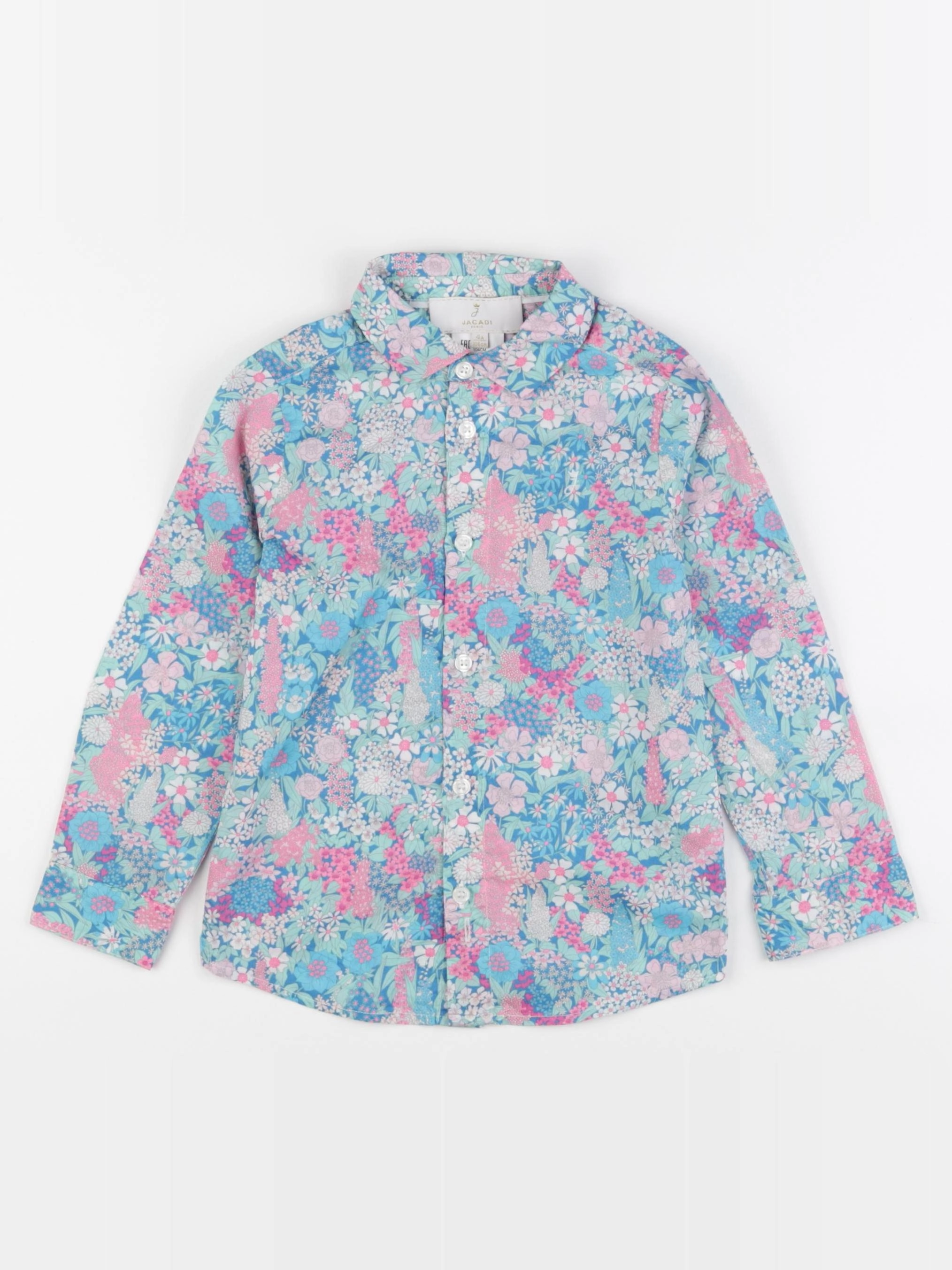 Jacadi - chemise liberty bleu, rose - 4 ans
