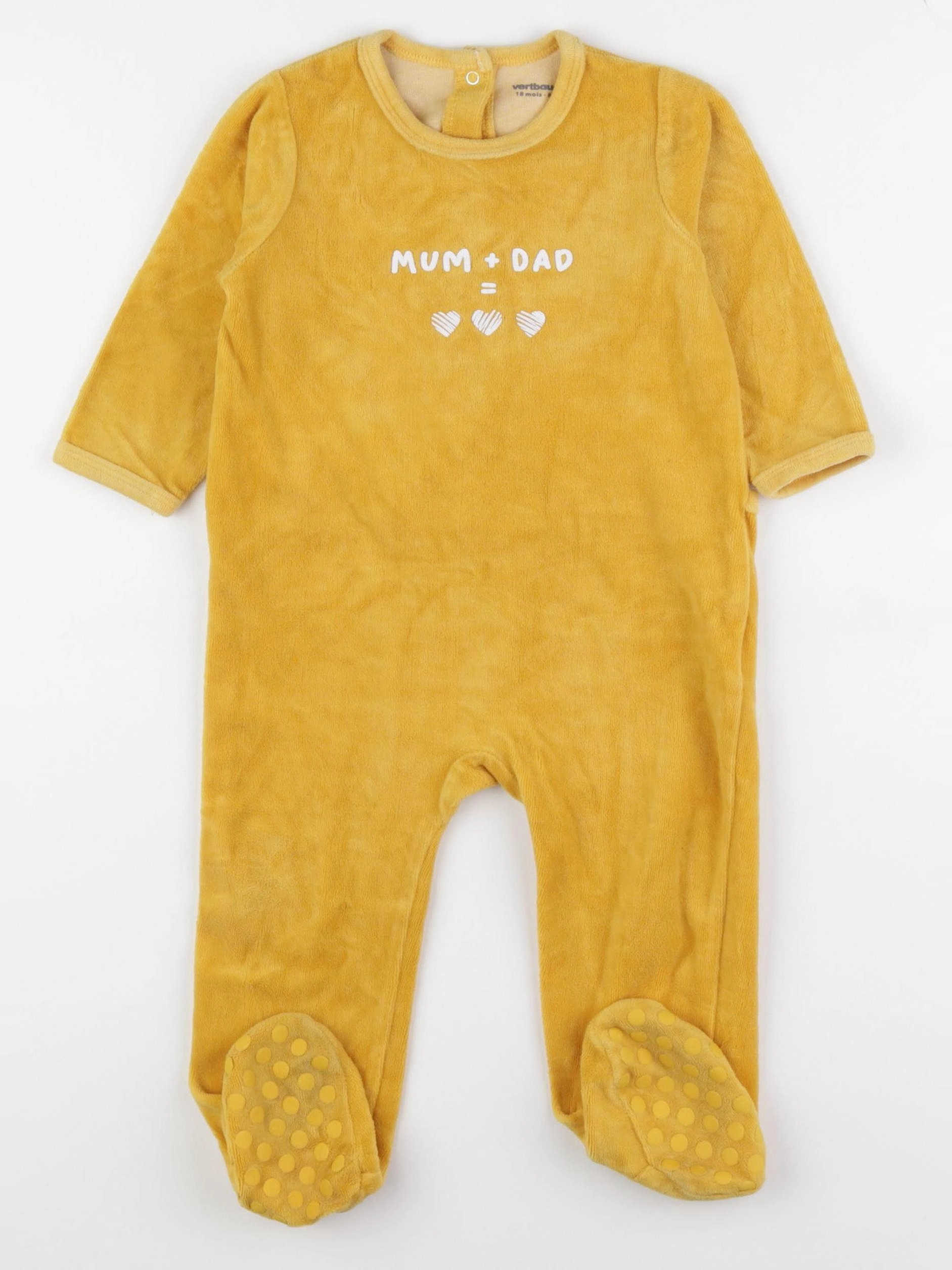 Vertbaudet - pyjama velours jaune - 18 mois
