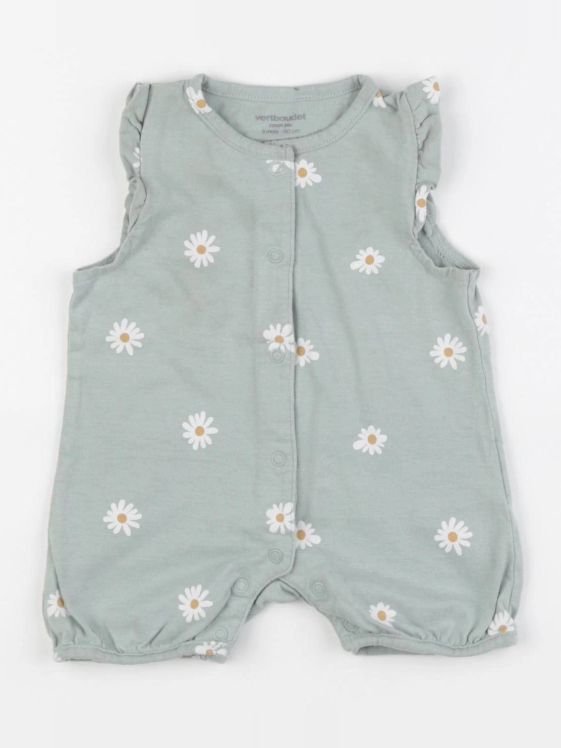 Vertbaudet - pyjama coton vert - 3 mois