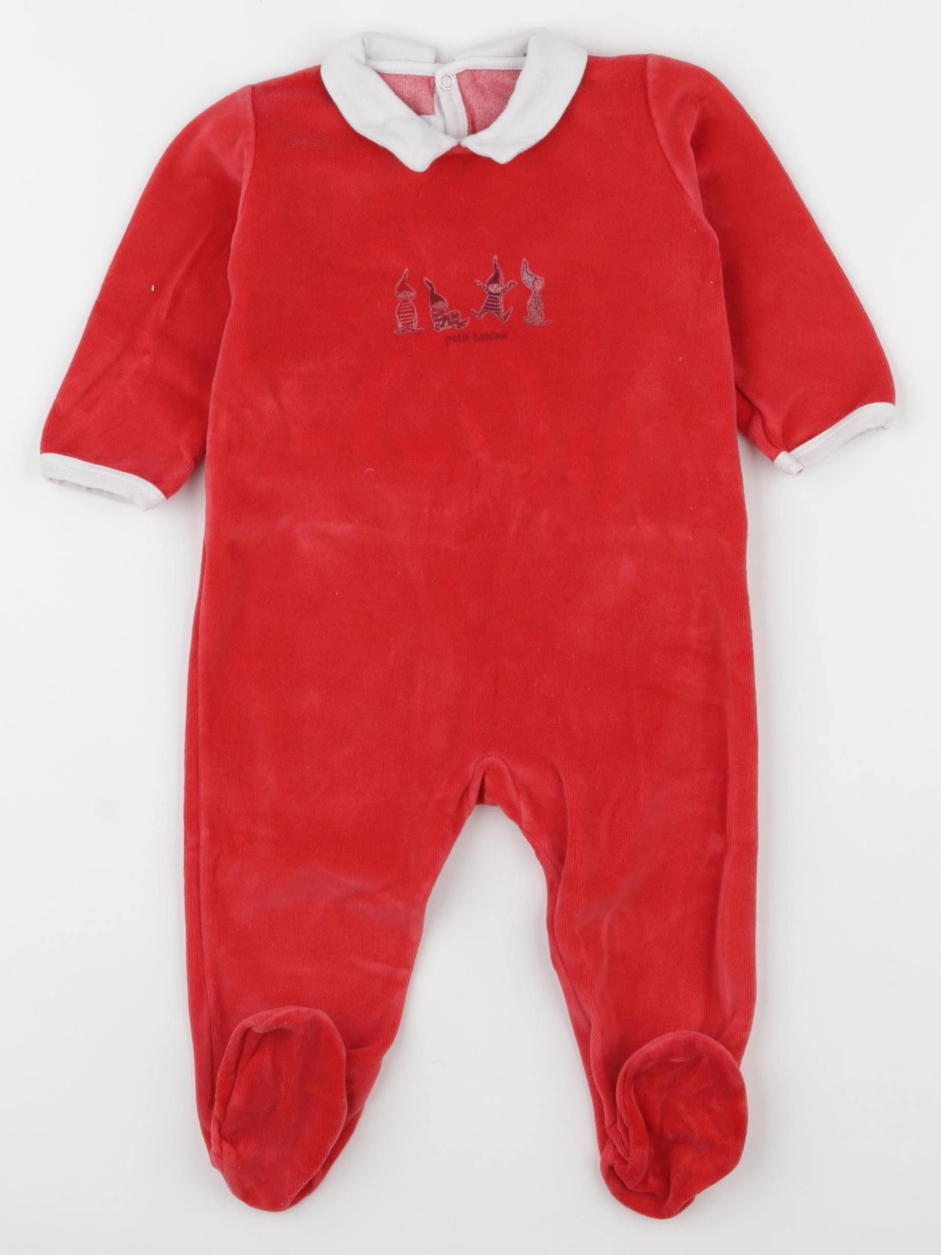 Petit Bateau - pyjama velours rouge - 12 mois