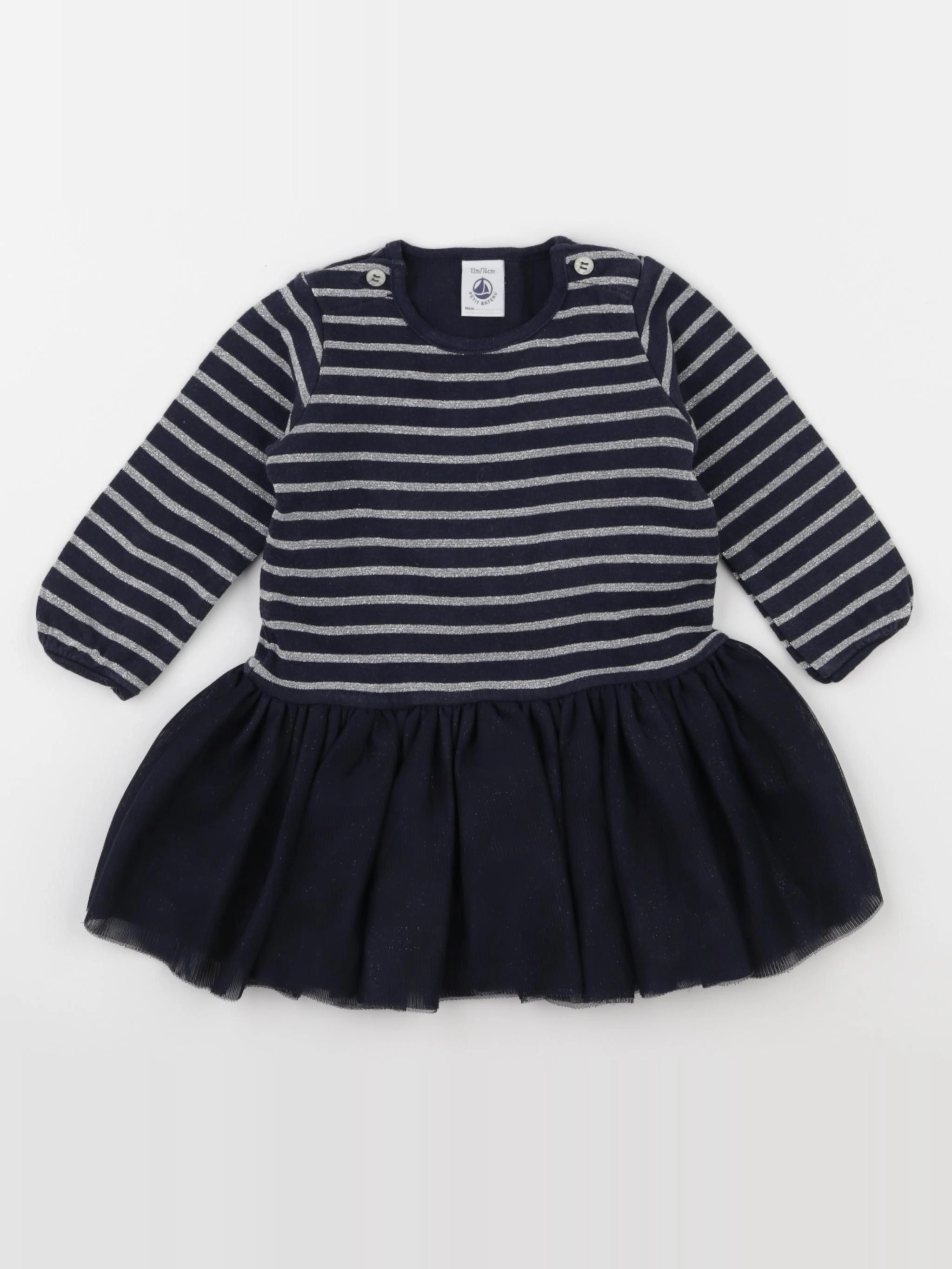 Petit Bateau - robe bleu - 12 mois