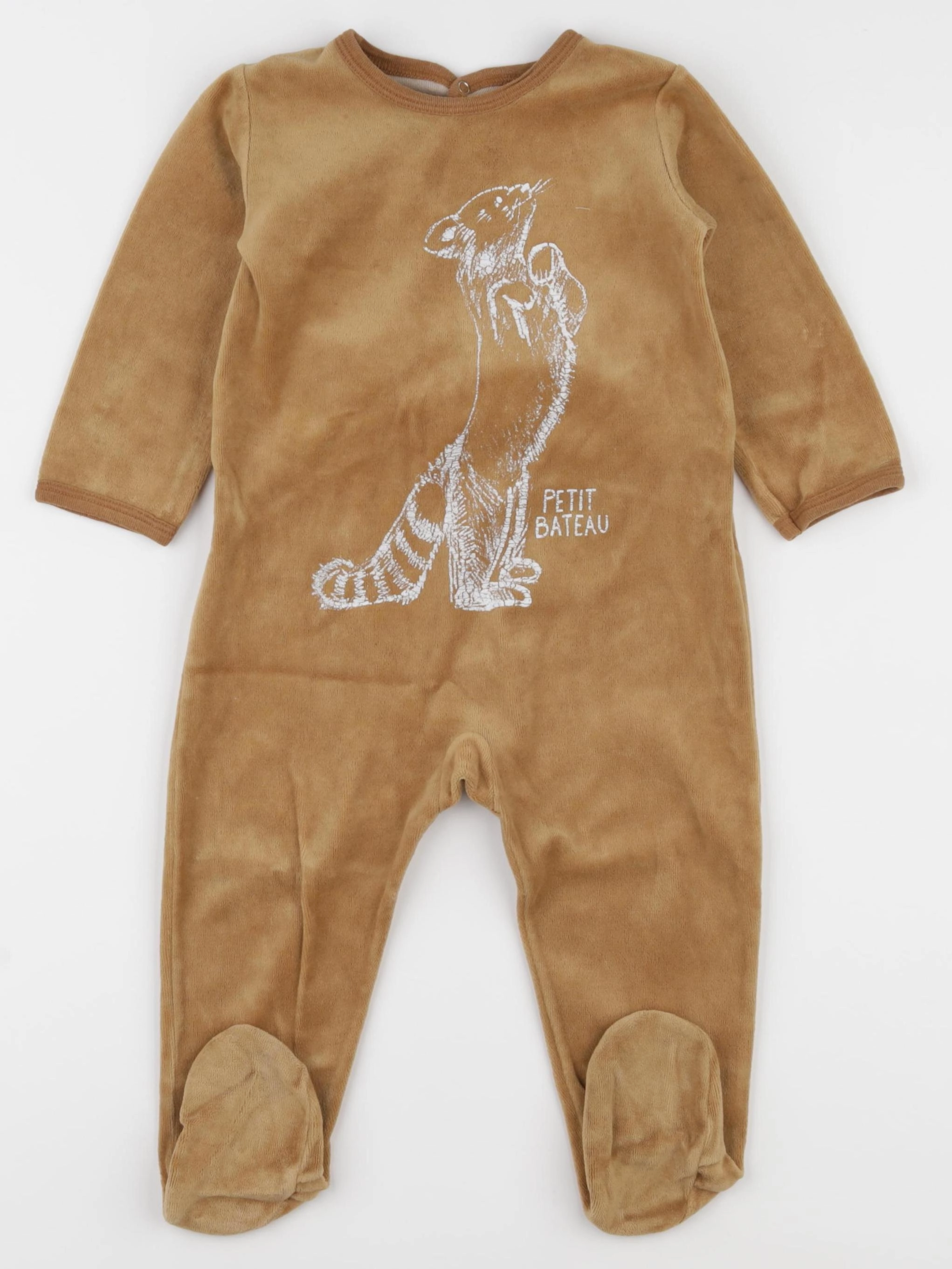 Petit Bateau - pyjama velours marron - 18 mois