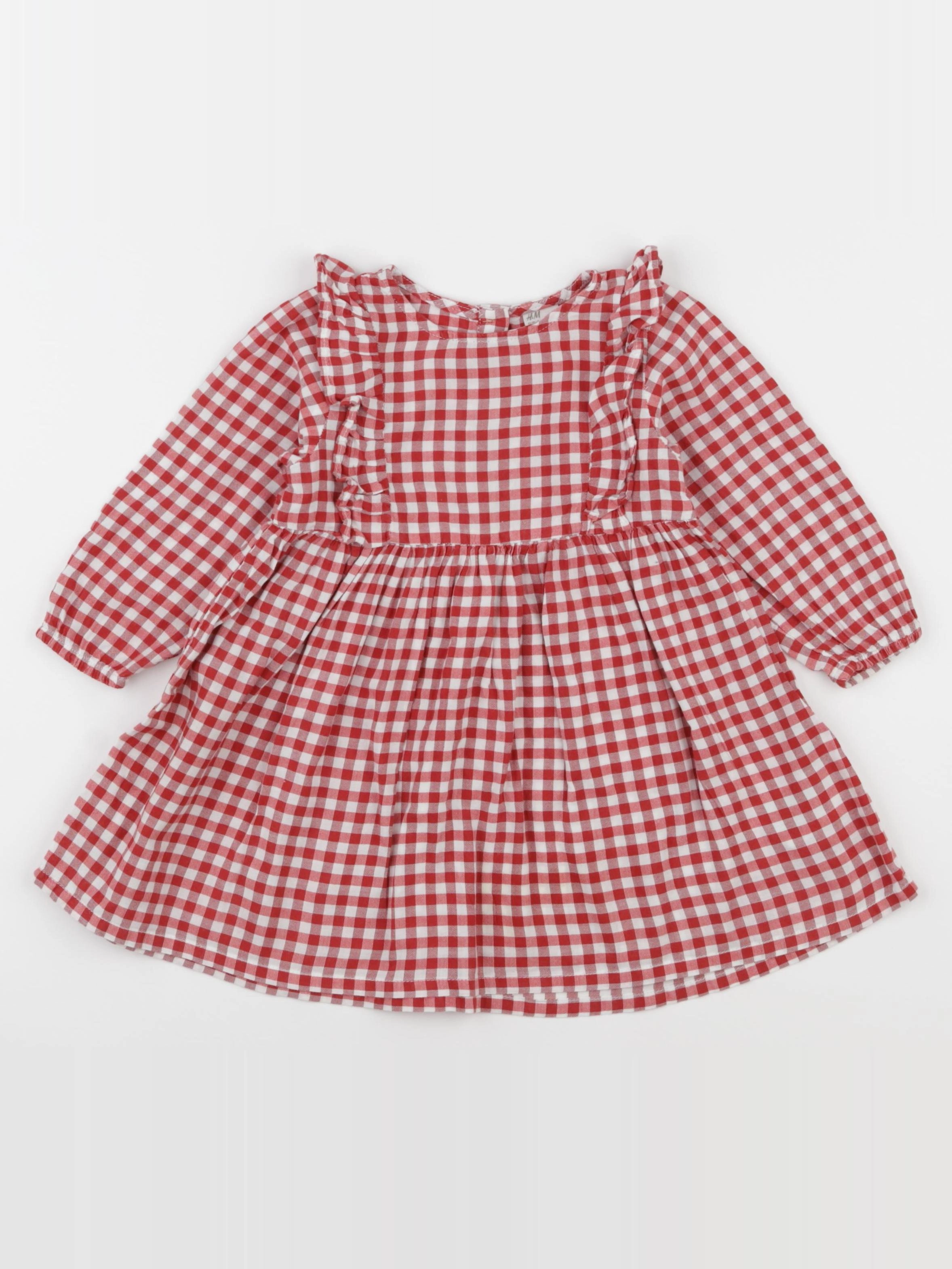 H&M - robe blanc, rouge - 9/12 mois