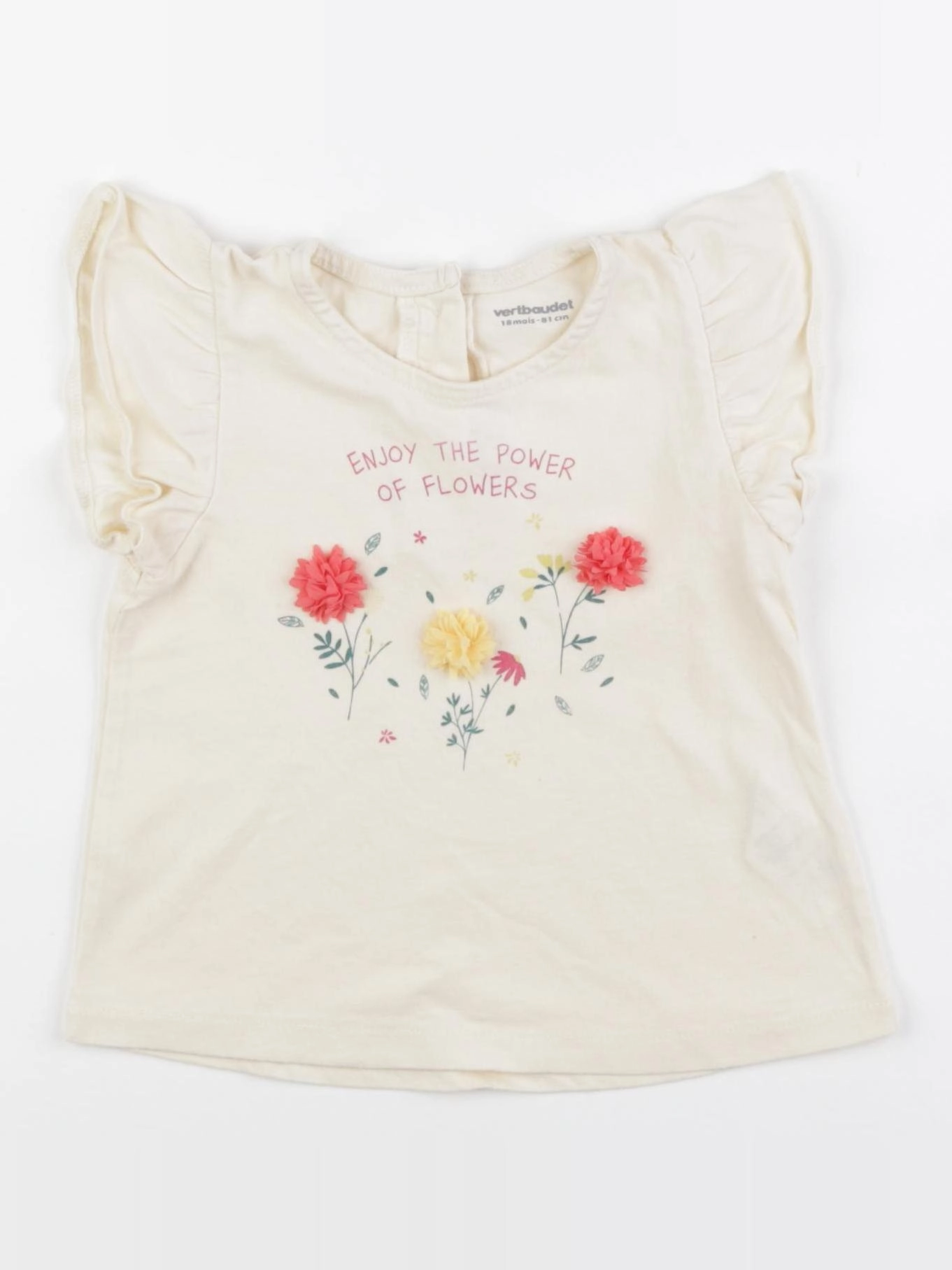 Vertbaudet - tee-shirt beige - 18 mois