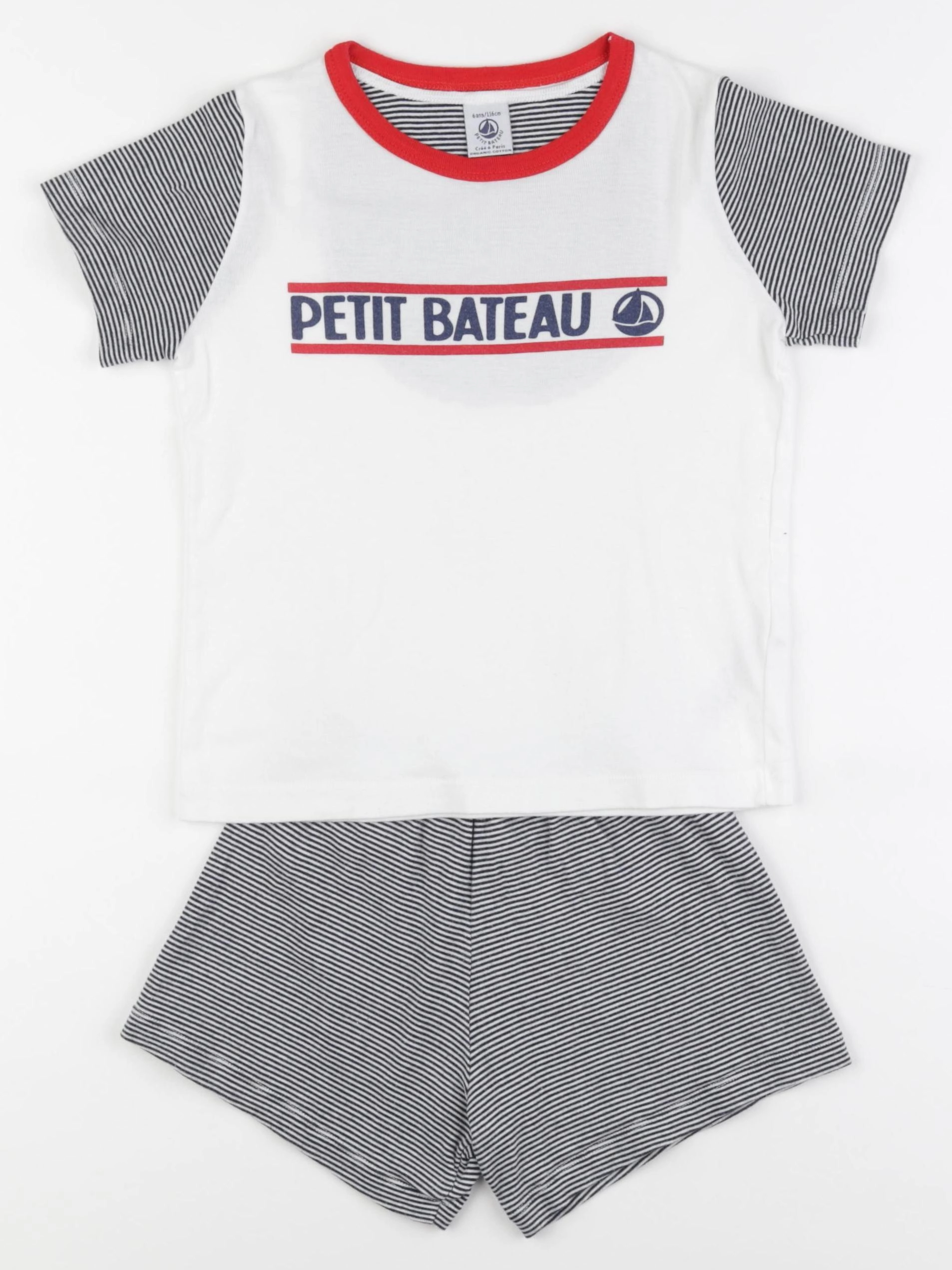Petit Bateau - pyjama coton blanc - 6 ans