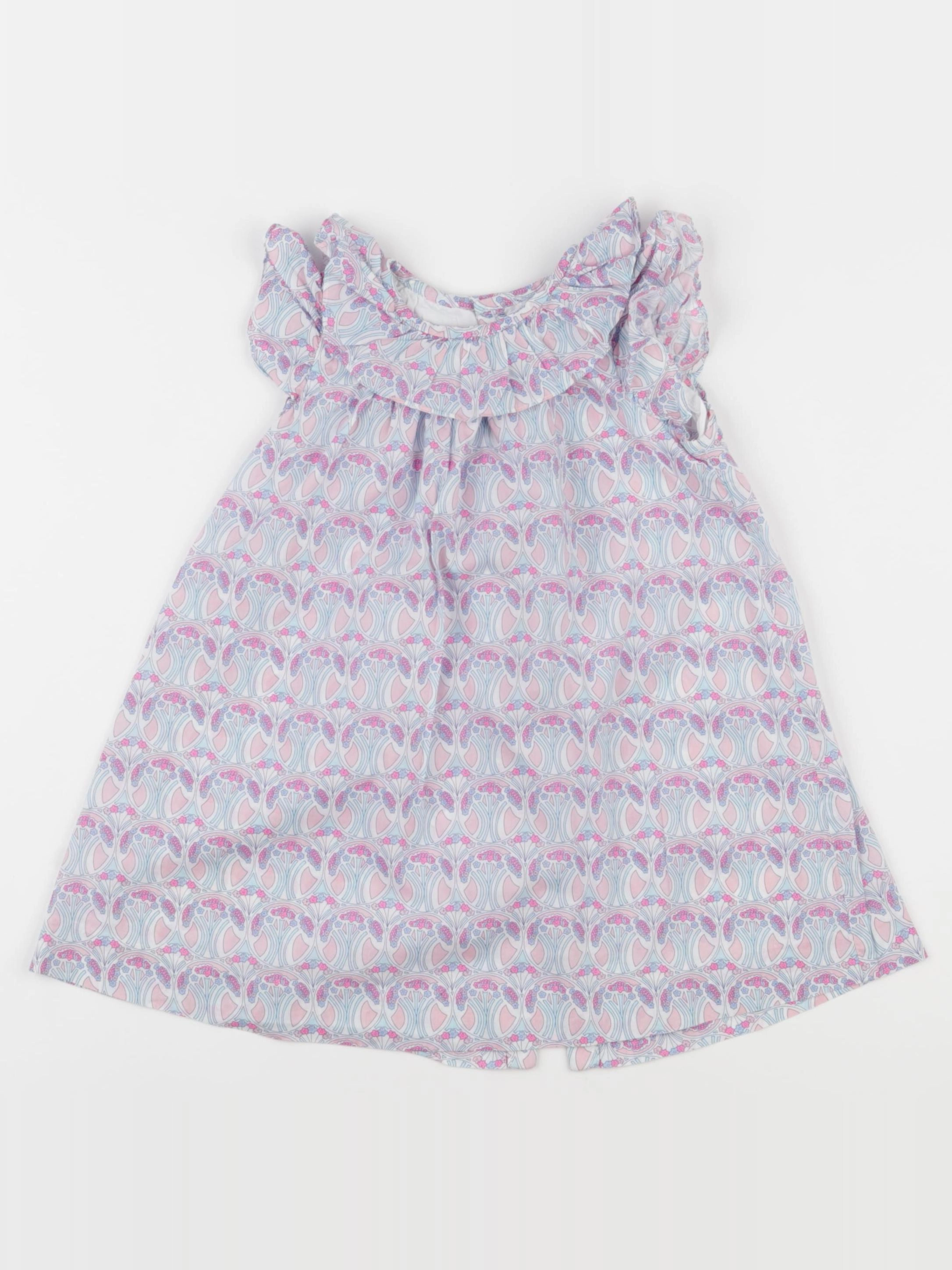 Jacadi - robe liberty bleu, rose - 24 mois