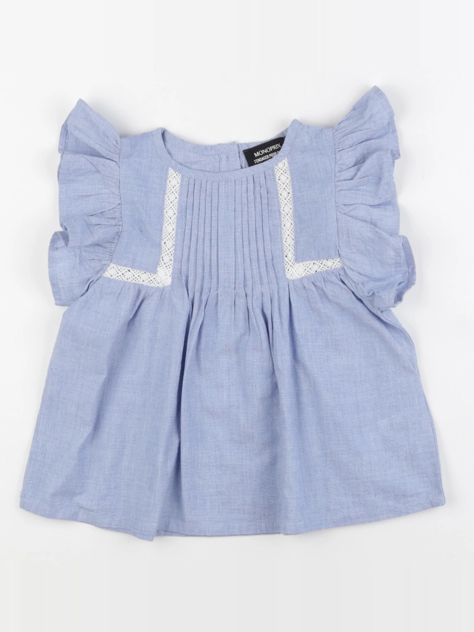 Monoprix - blouse bleu, blanc - 4 ans