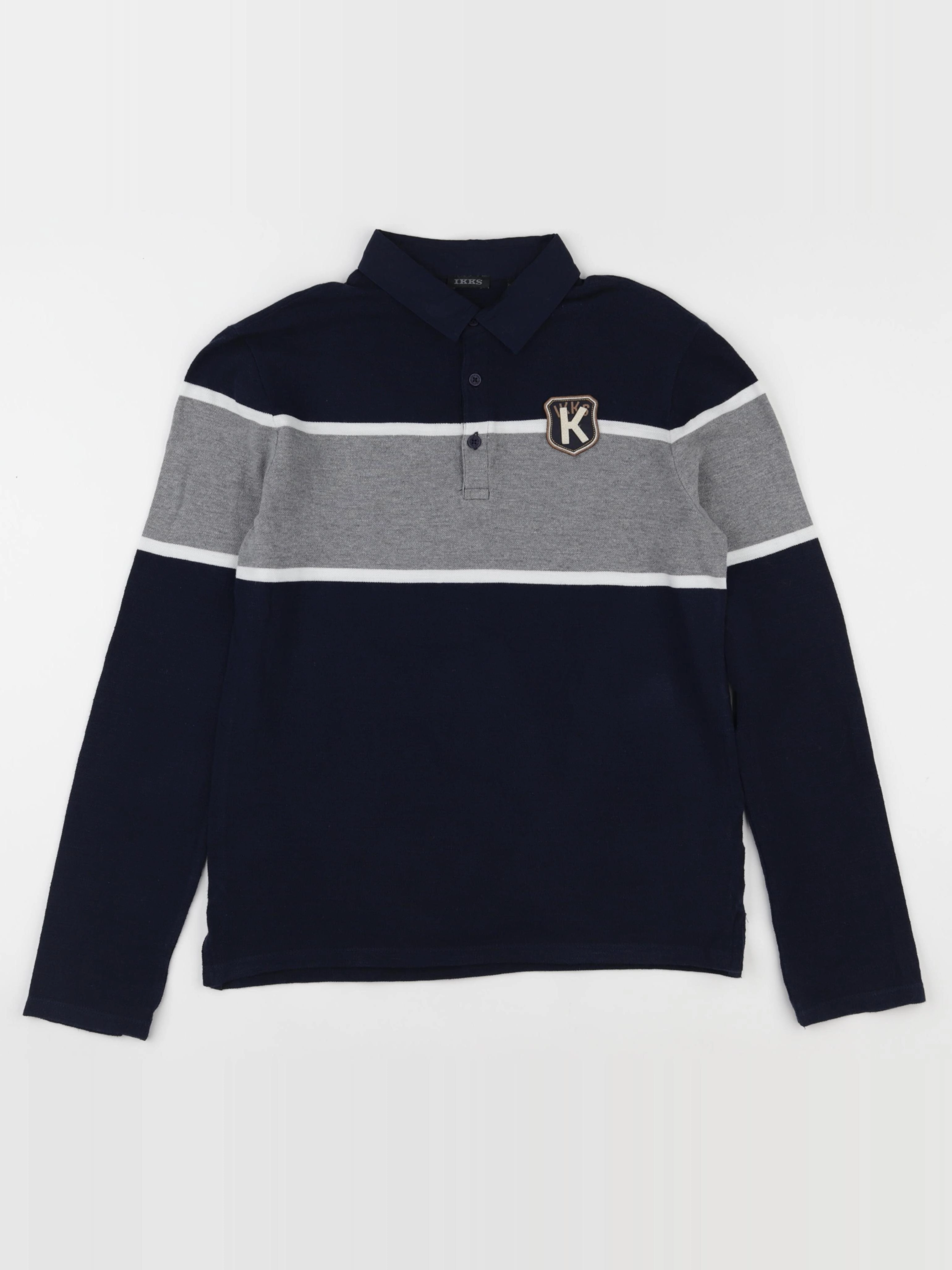 IKKS - polo bleu, gris - 12 ans