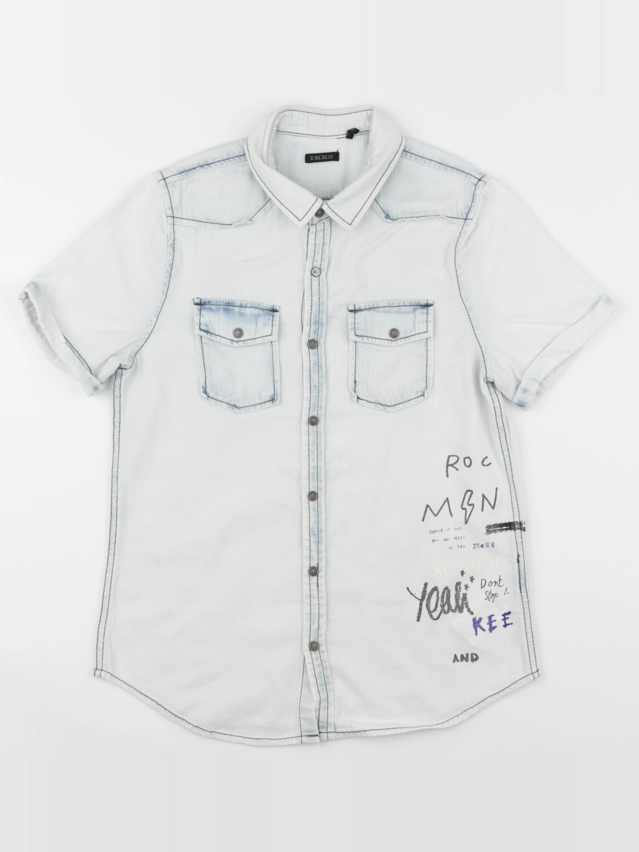 IKKS - chemise imprimé au dos bleu - 12 ans