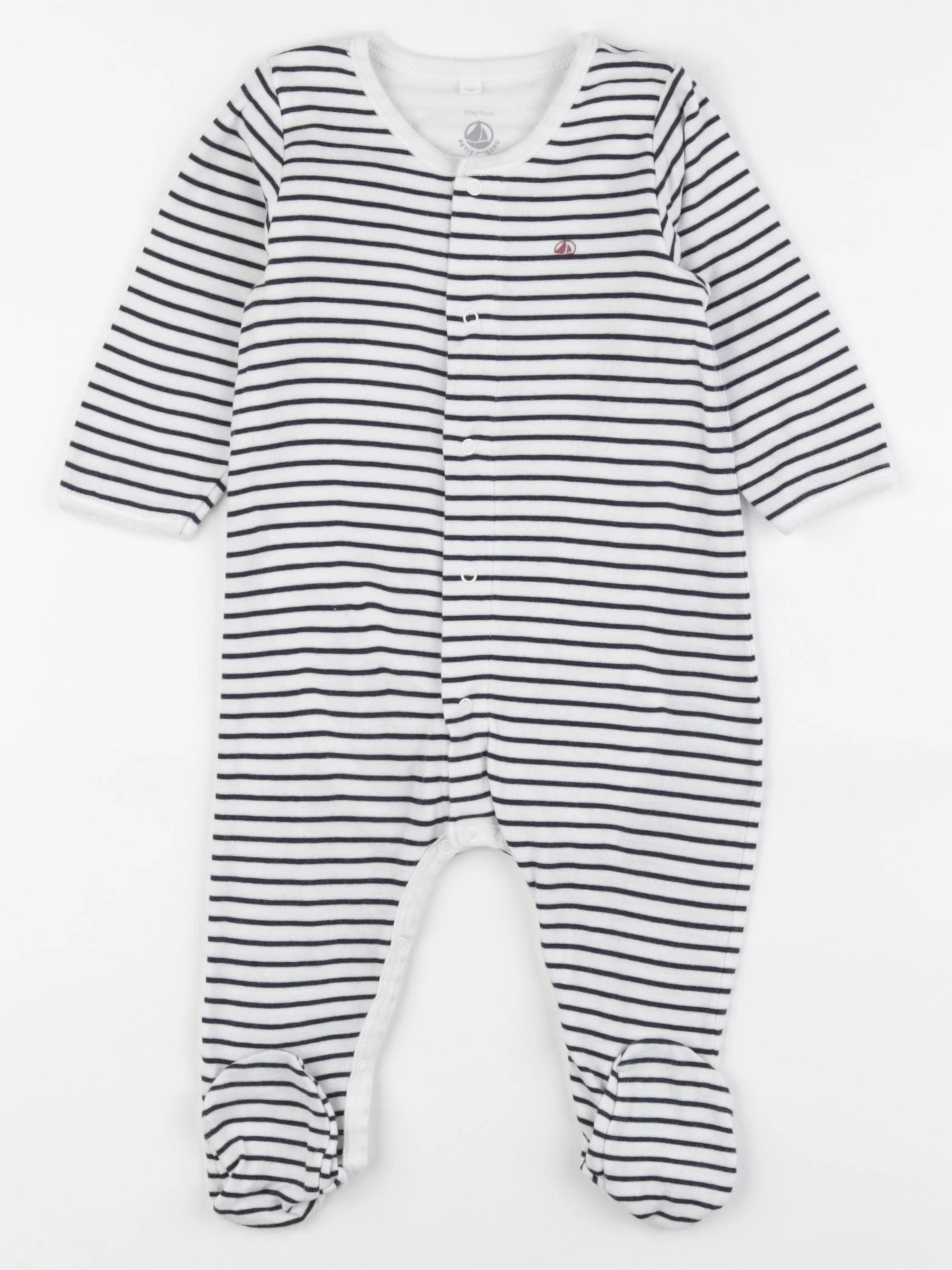 Petit Bateau - pyjama coton bleu, blanc - 12 mois
