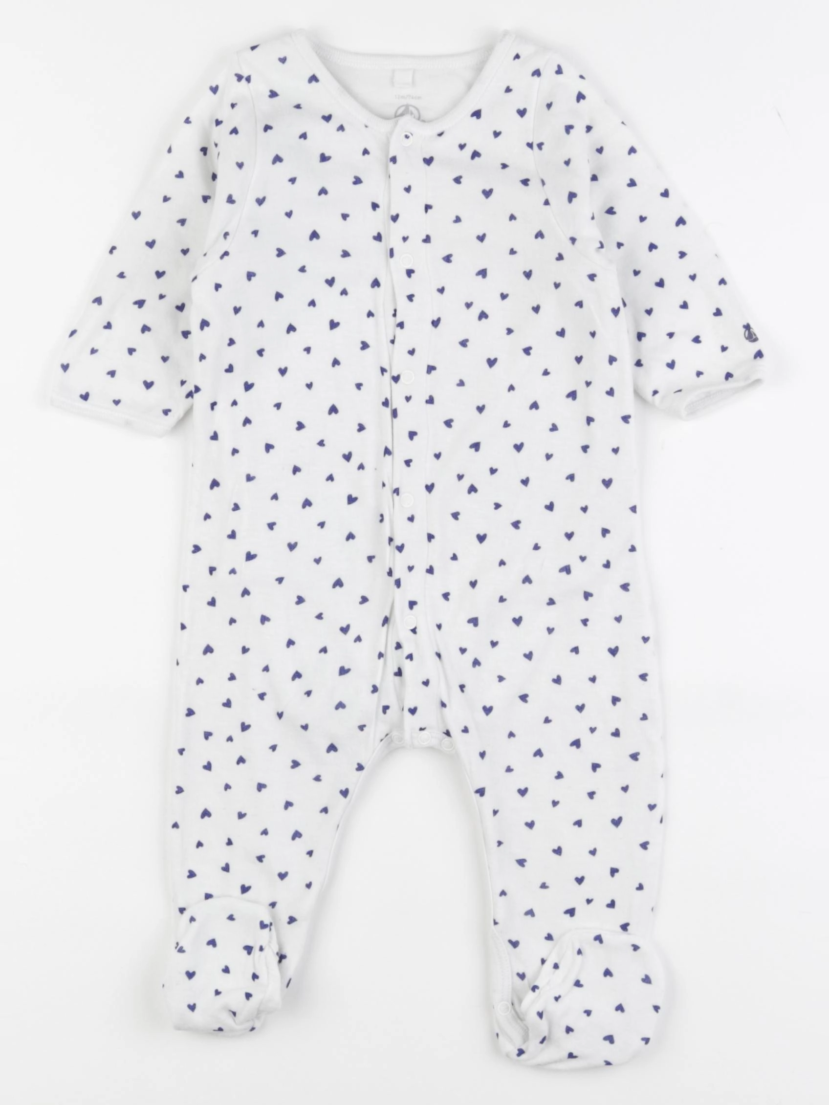 Petit Bateau - pyjama coton blanc, bleu - 12 mois