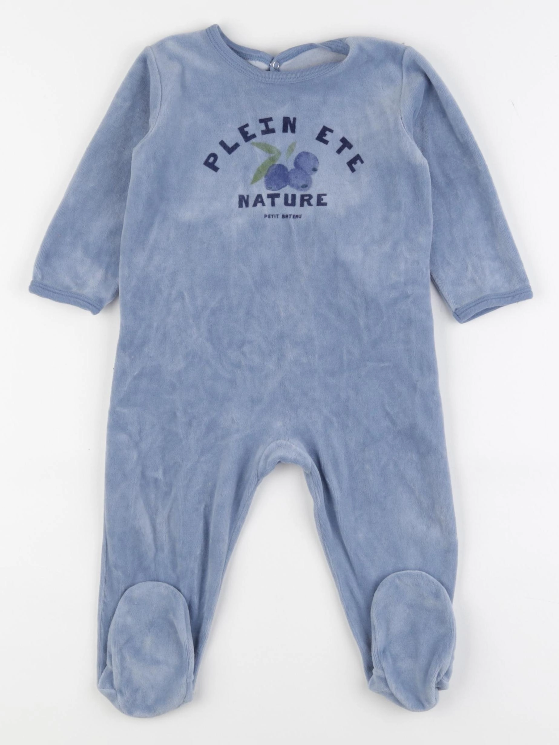 Petit Bateau - pyjama velours bleu - 18 mois