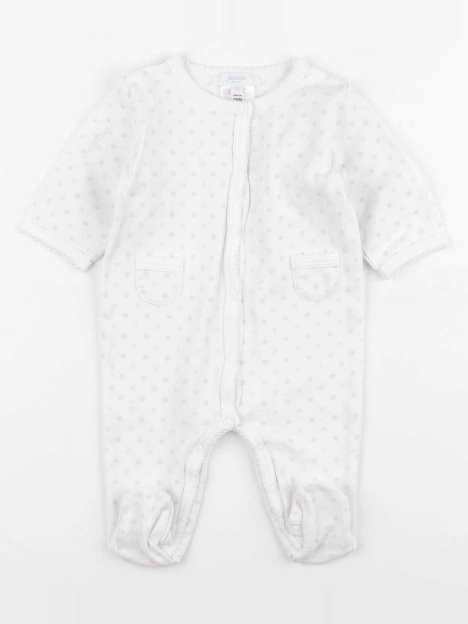 Jacadi - pyjama coton blanc, bleu, rose - 3 mois