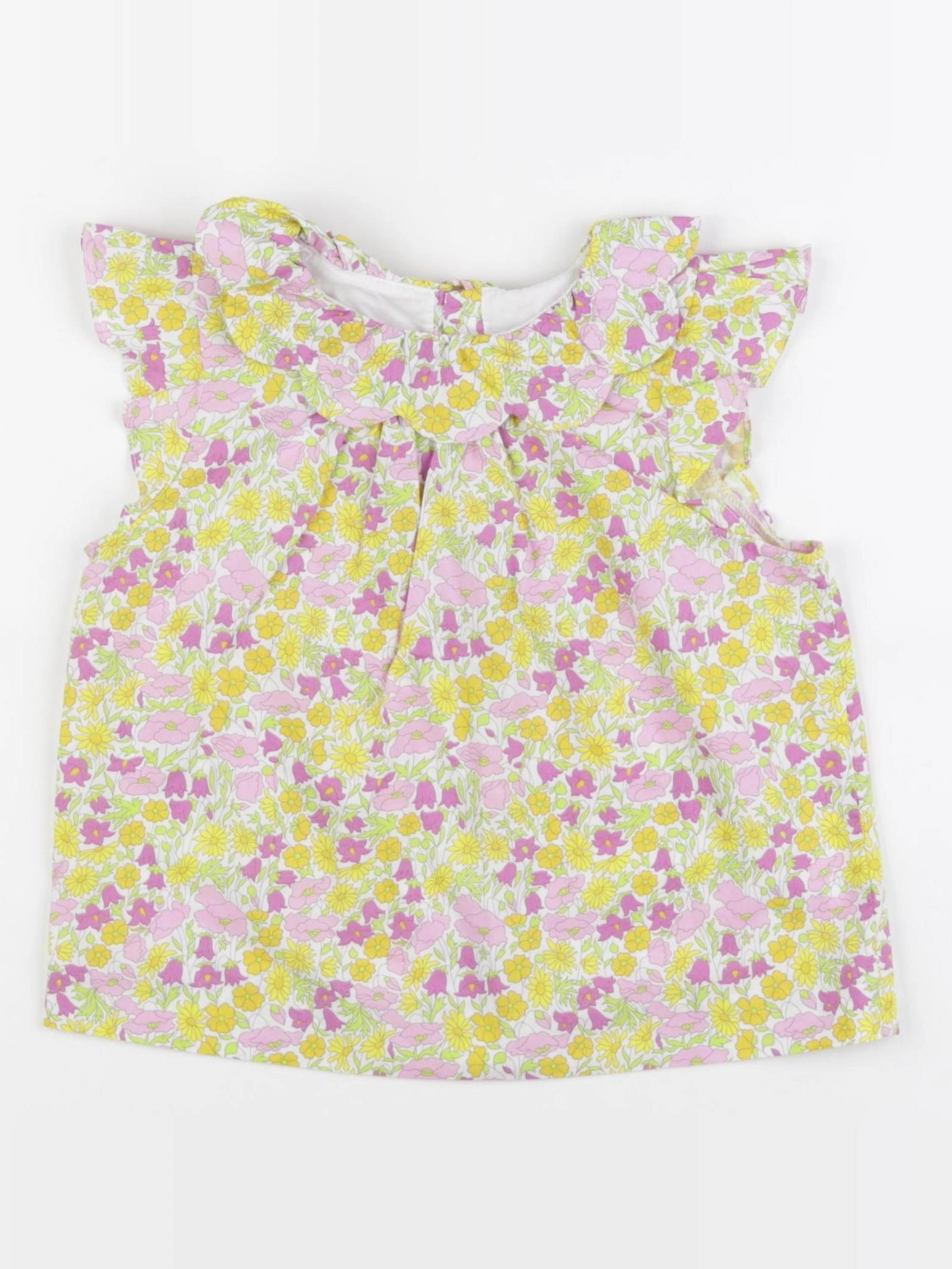 Jacadi - blouse liberty jaune, rose - 4 ans