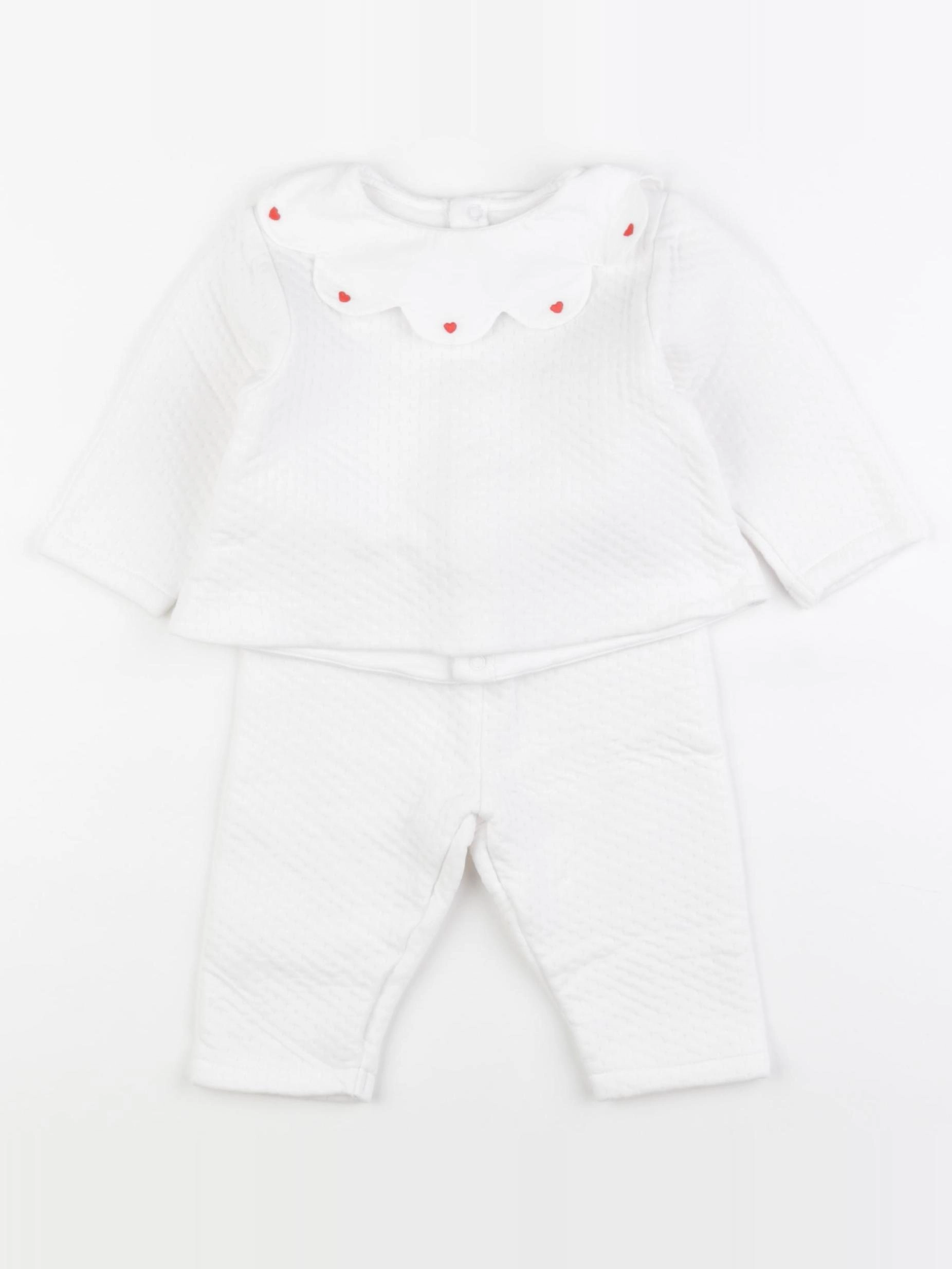 Jacadi - ensemble doublé blanc - 12 mois