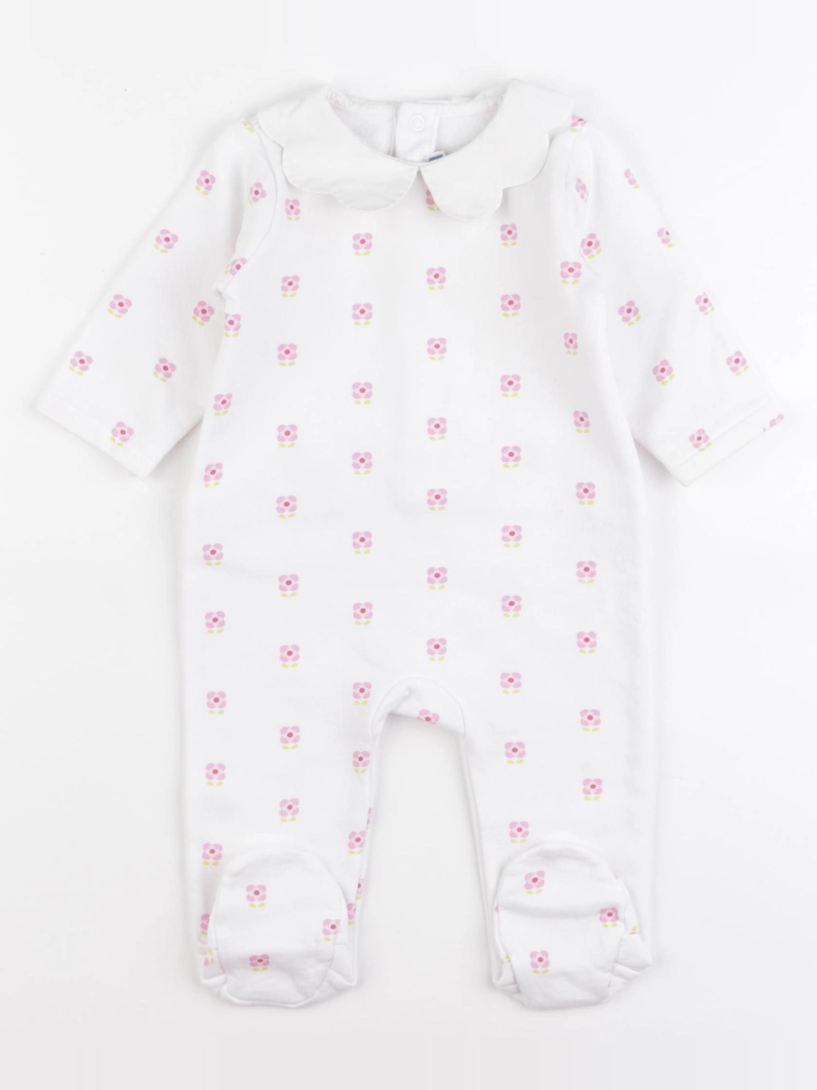 Jacadi - pyjama coton blanc, rose - 6 mois