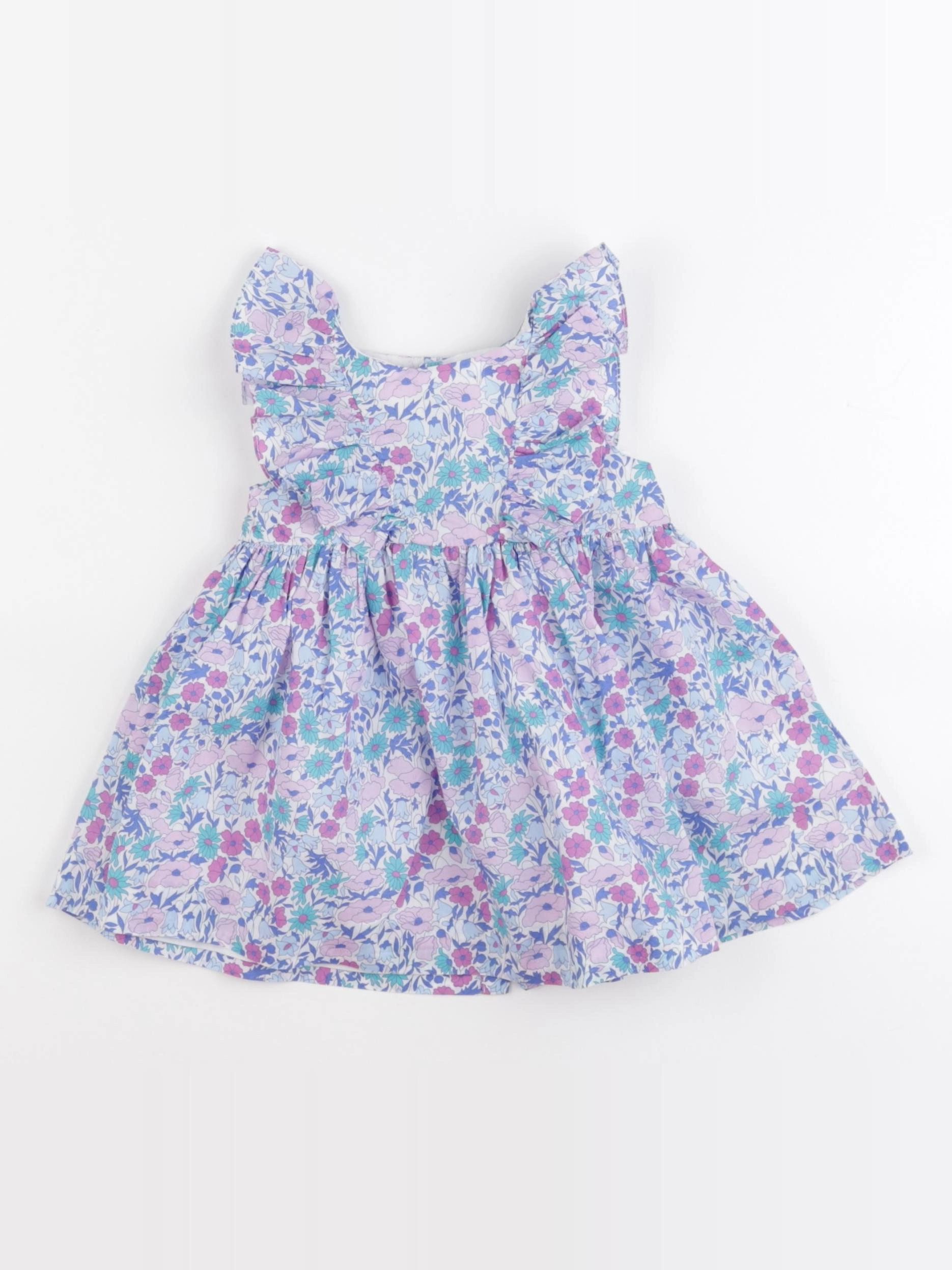 Jacadi - robe liberty bleu, vert, violet - 6 mois