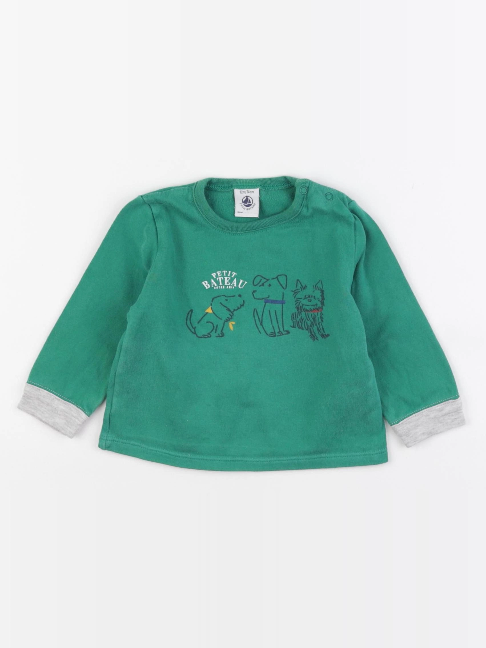 Petit Bateau - tee-shirt vert - 12 mois
