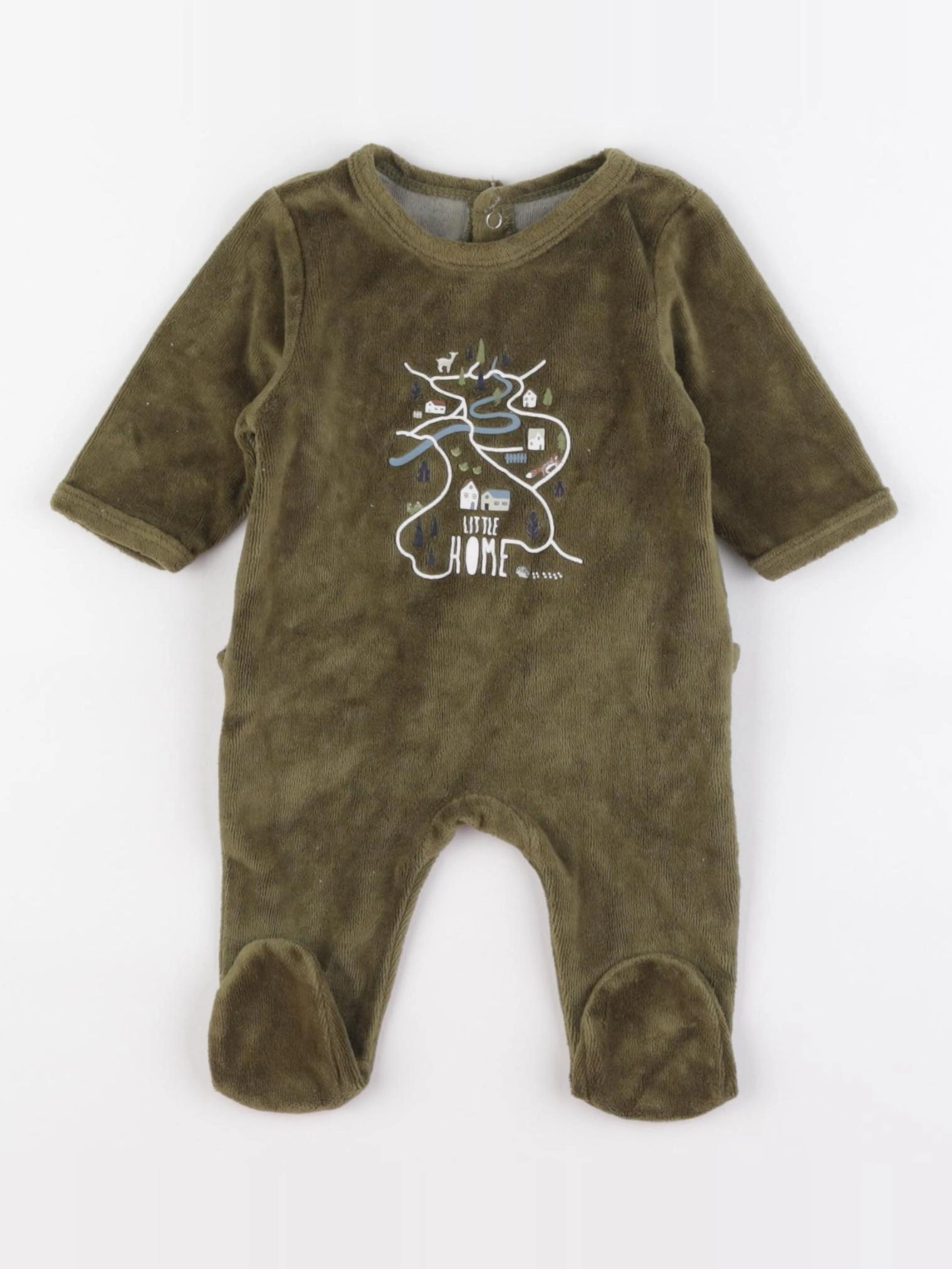 Vertbaudet - pyjama velours vert - 1 mois