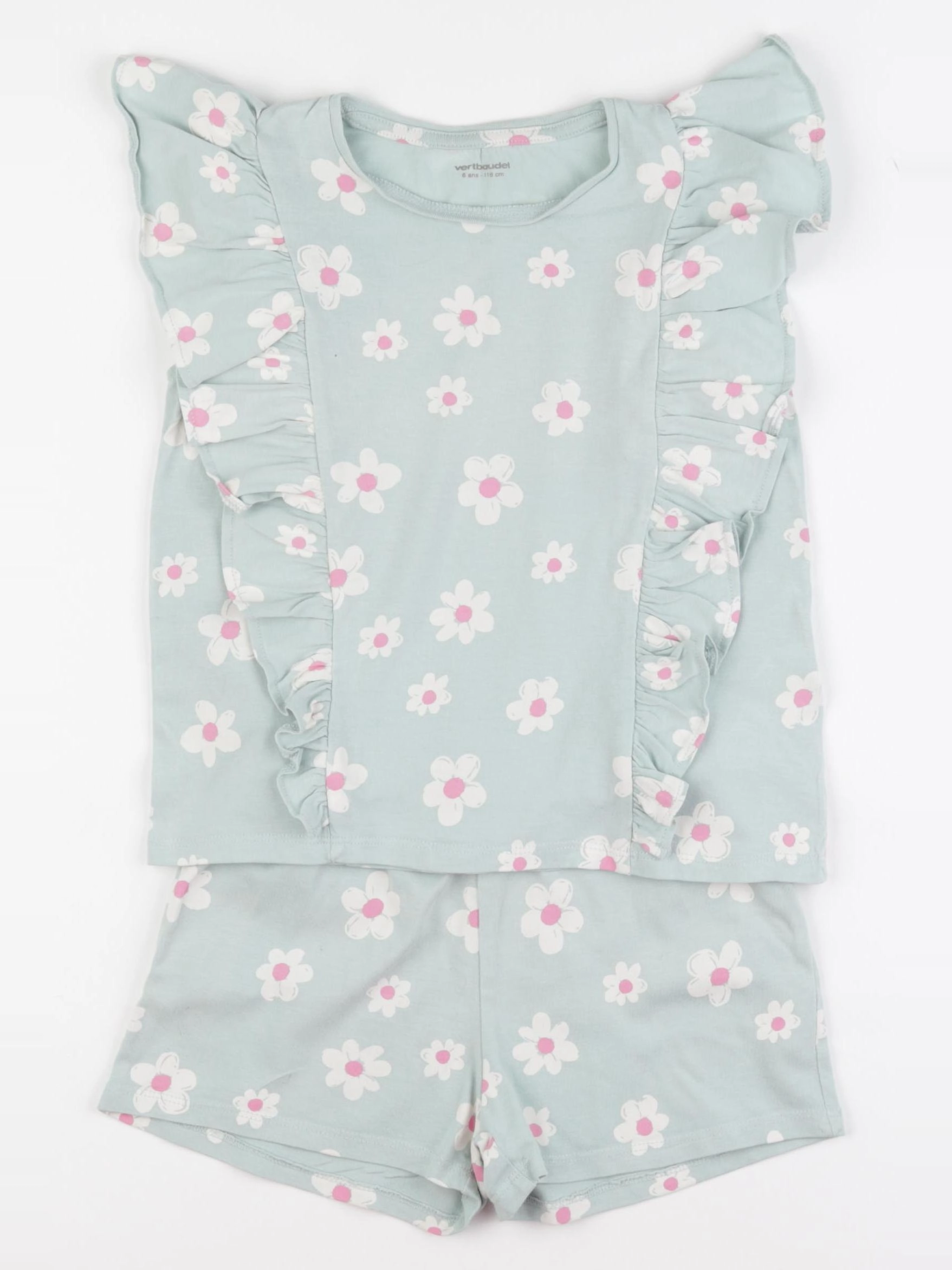 Vertbaudet - pyjama coton vert - 6 ans