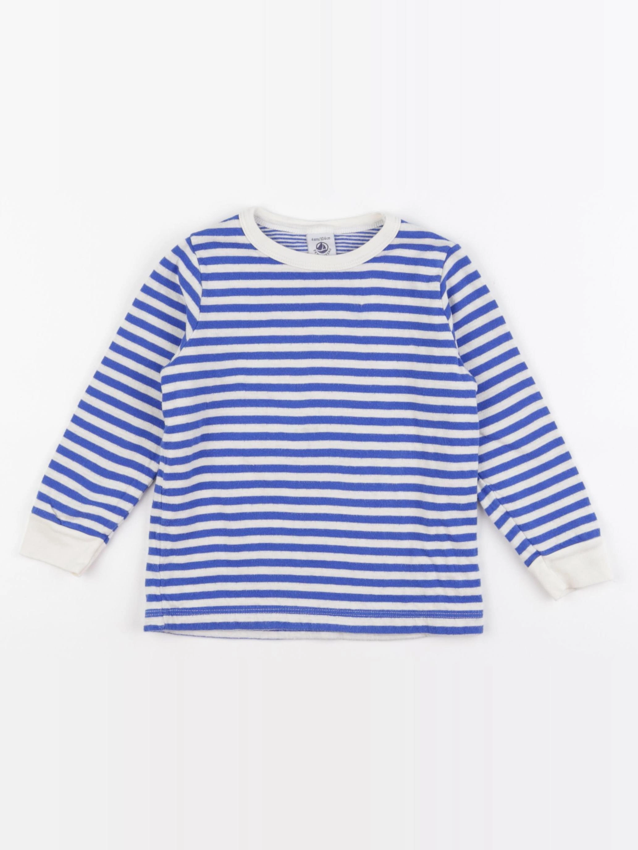 Petit Bateau - tee-shirt blanc, bleu - 4 ans