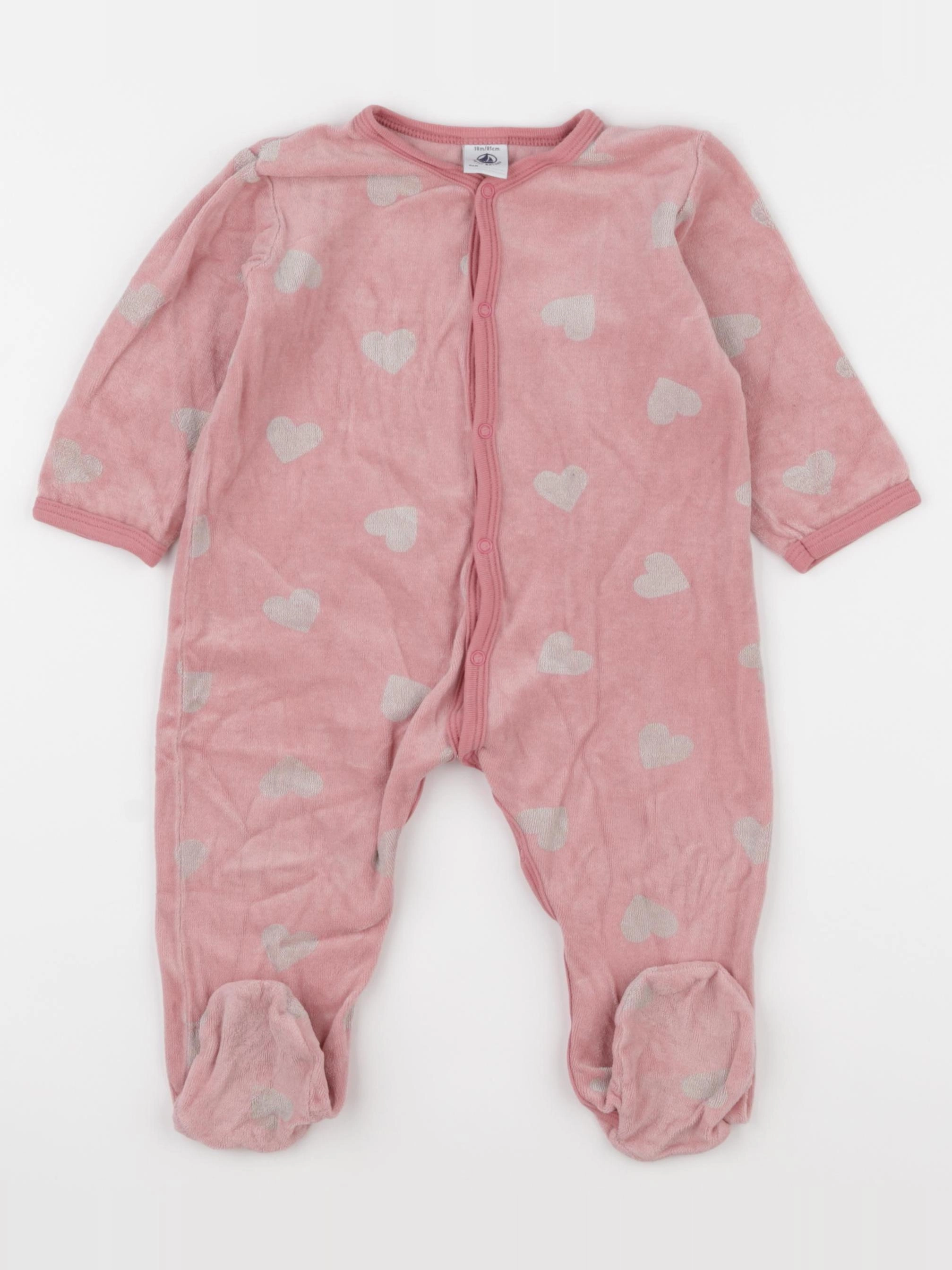 Petit Bateau - pyjama velours rose - 18 mois