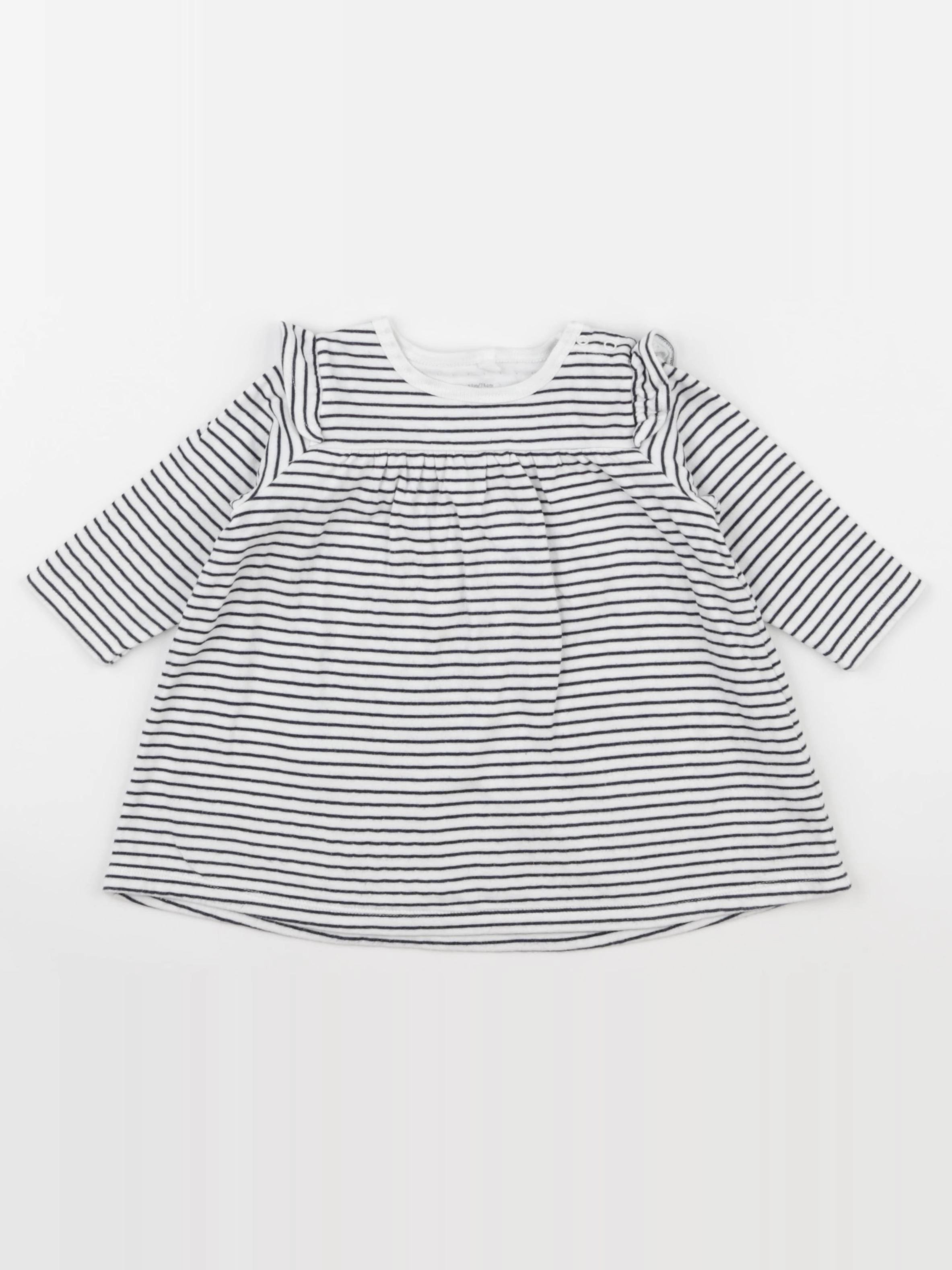 Petit Bateau - robe blanc, bleu - 12 mois