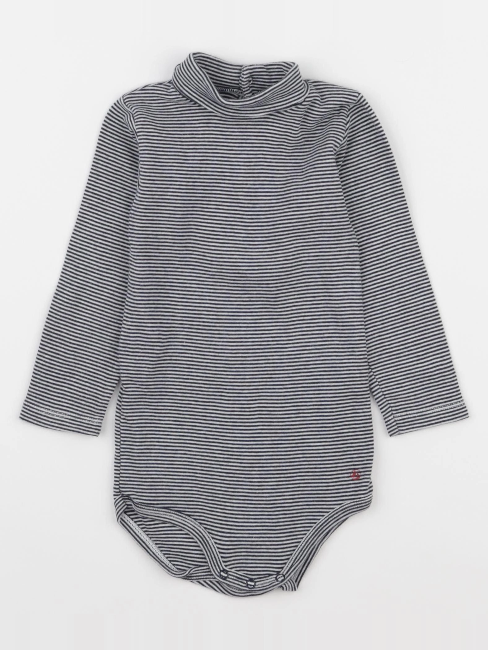 Petit Bateau - body à col blanc, bleu - 18 mois