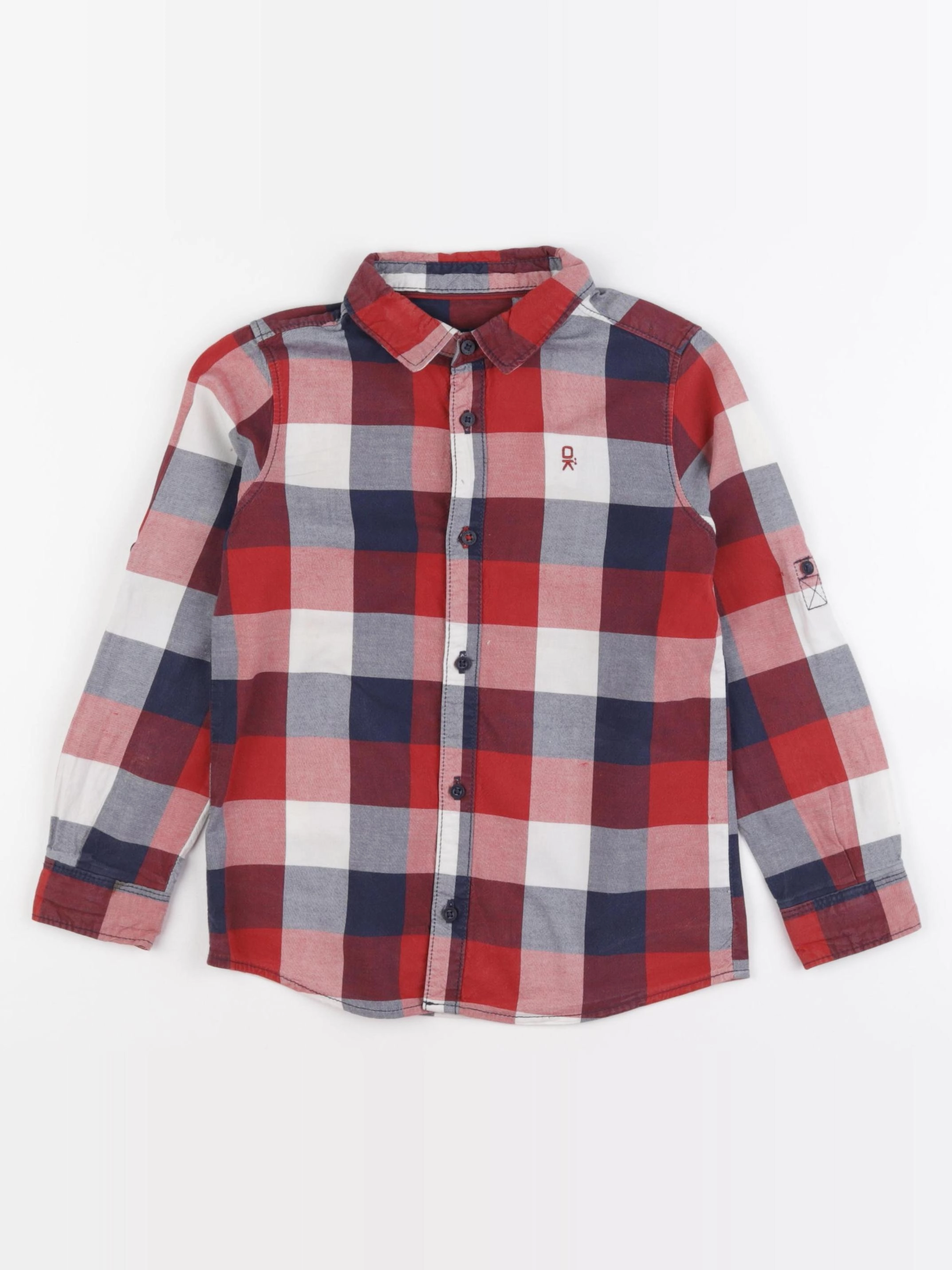 Okaidi - chemise bleu, rouge - 5 ans