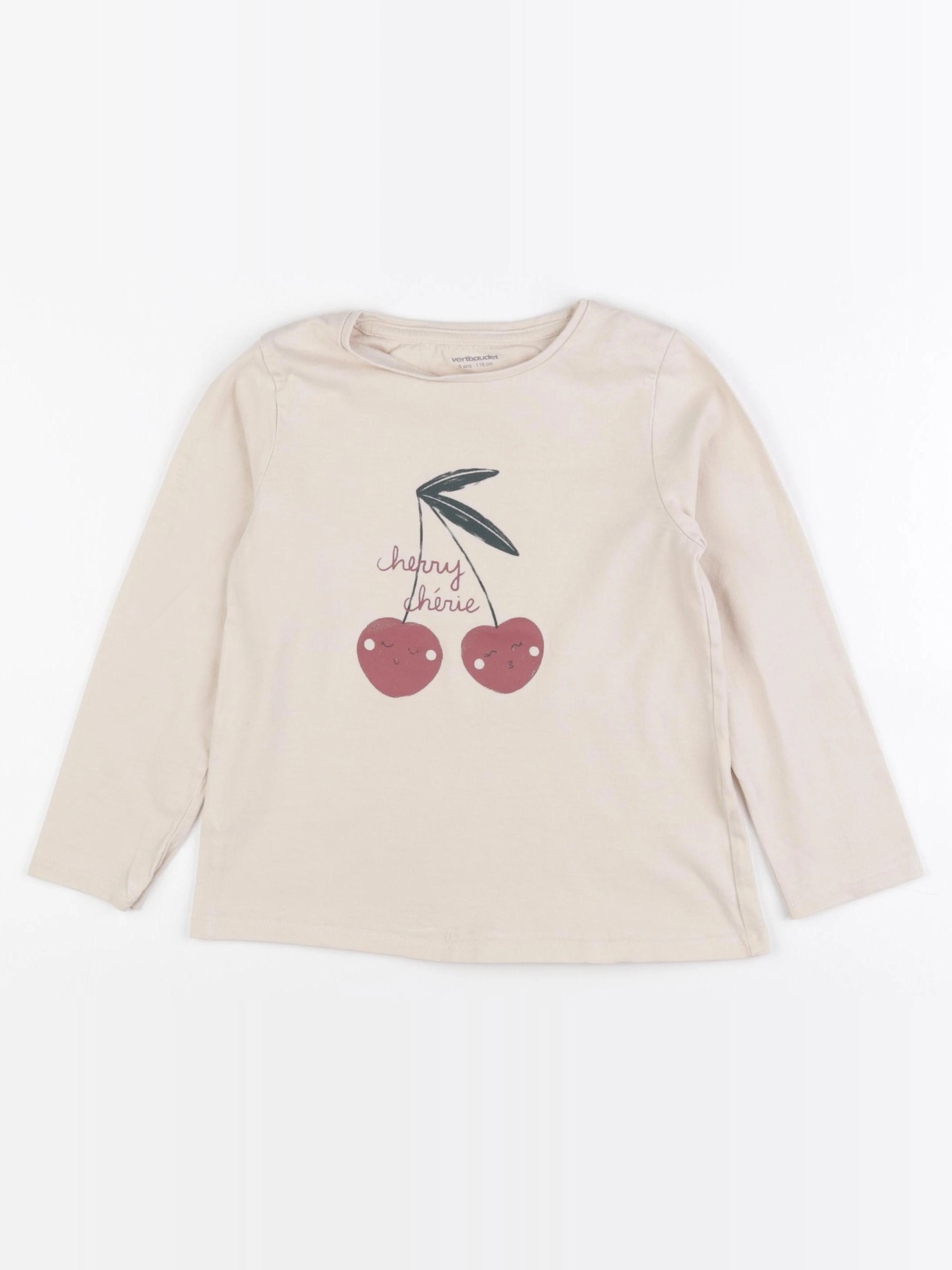 Vertbaudet - tee-shirt beige - 6 ans