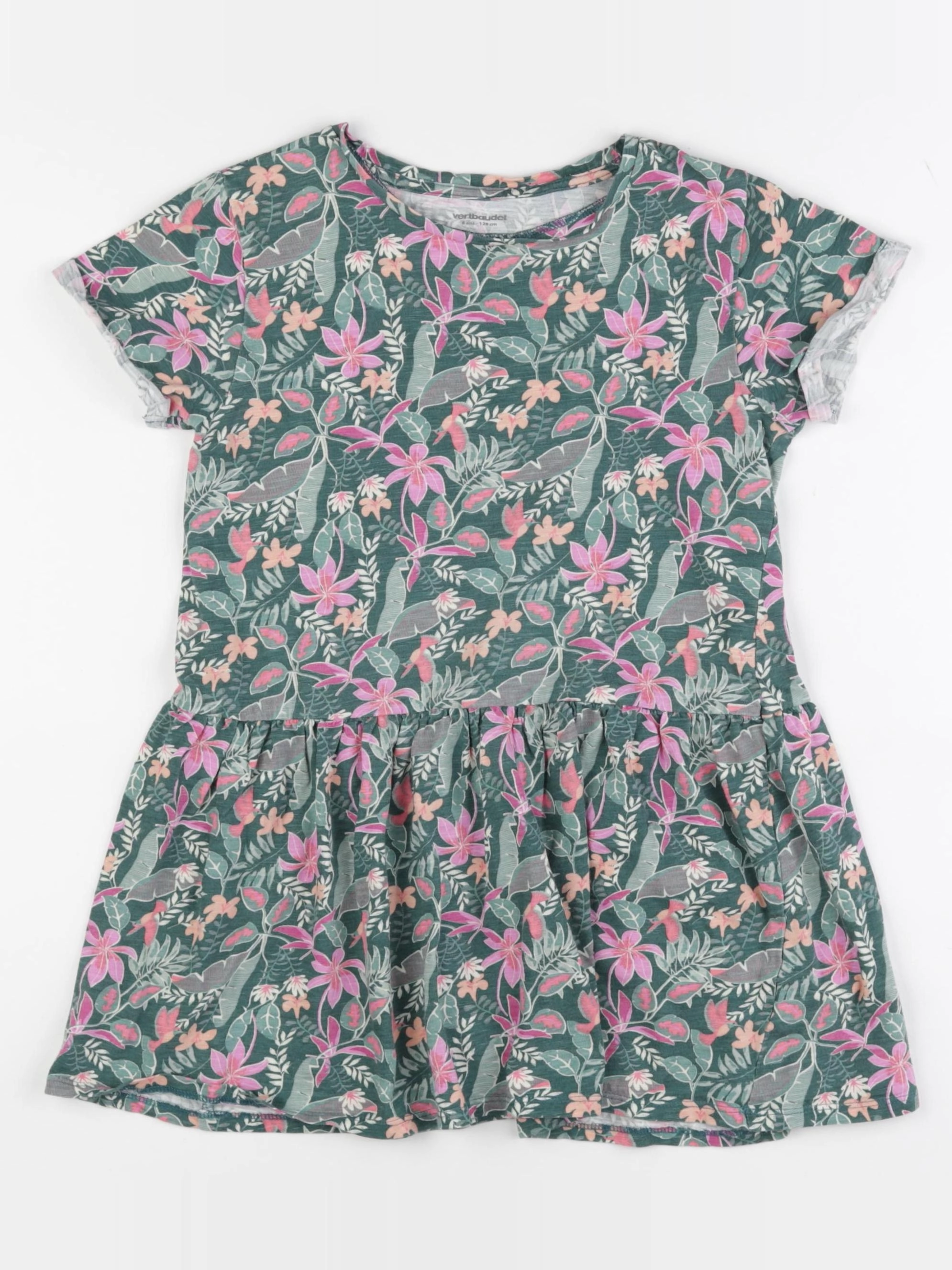 Vertbaudet - robe vert, rose - 8 ans