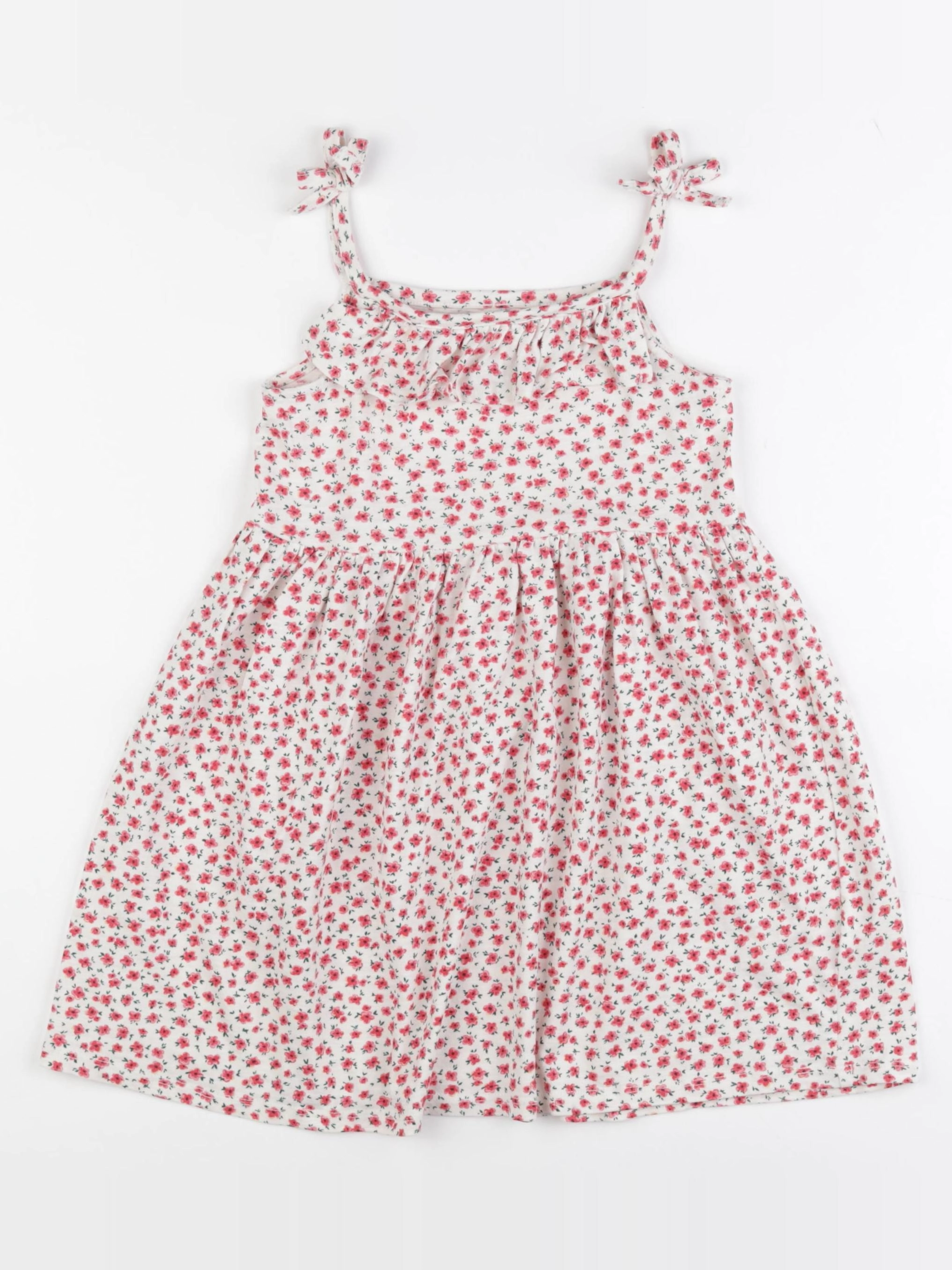 Vertbaudet - robe beige, rose - 6 ans
