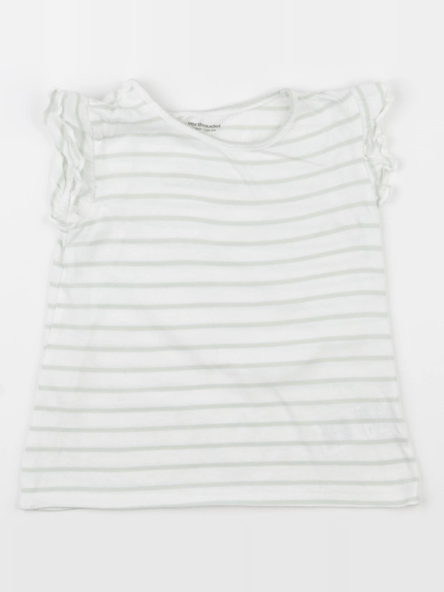 Vertbaudet - tee-shirt blanc, vert - 4 ans