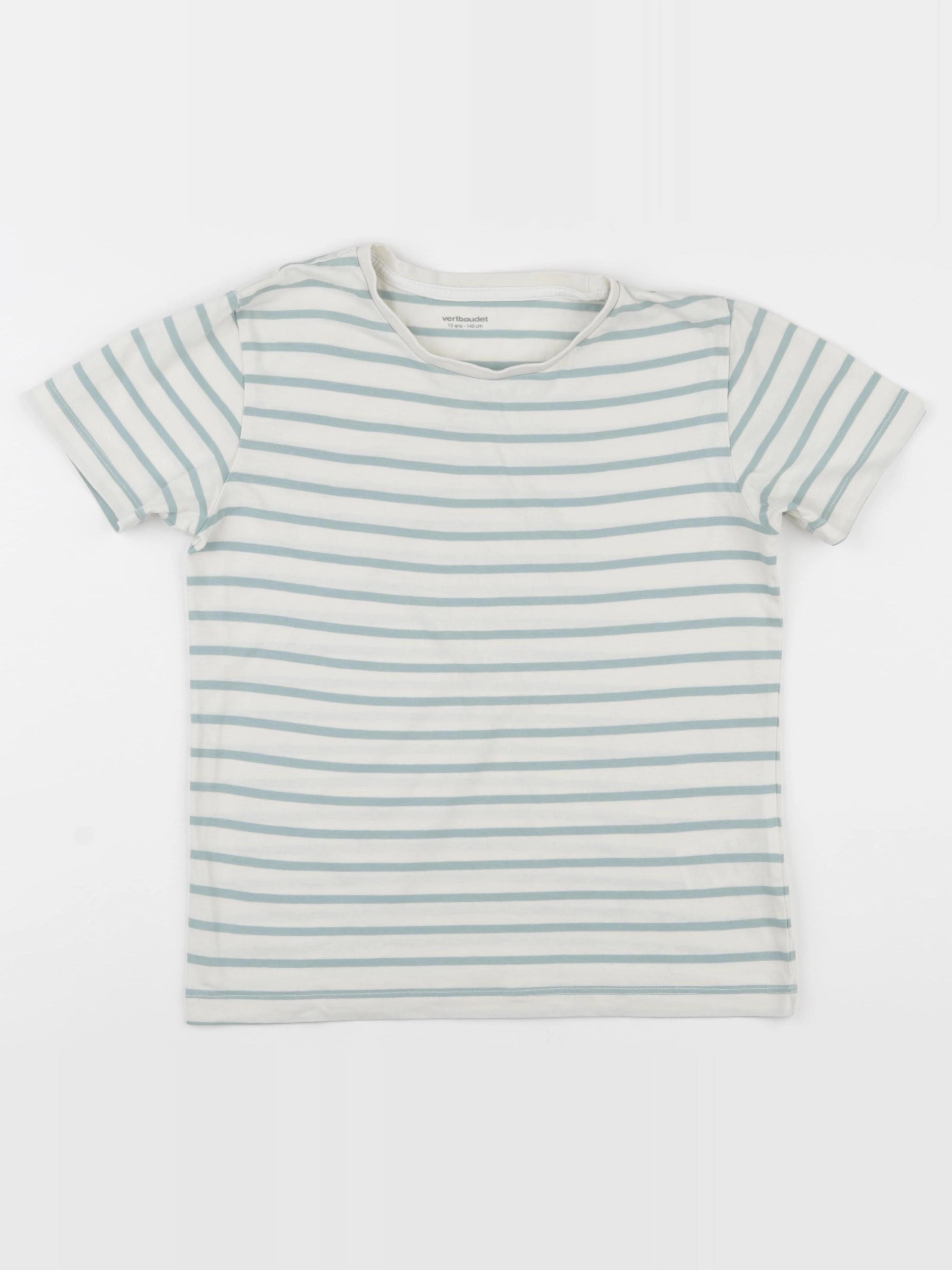 Vertbaudet - tee-shirt vert, beige - 10 ans