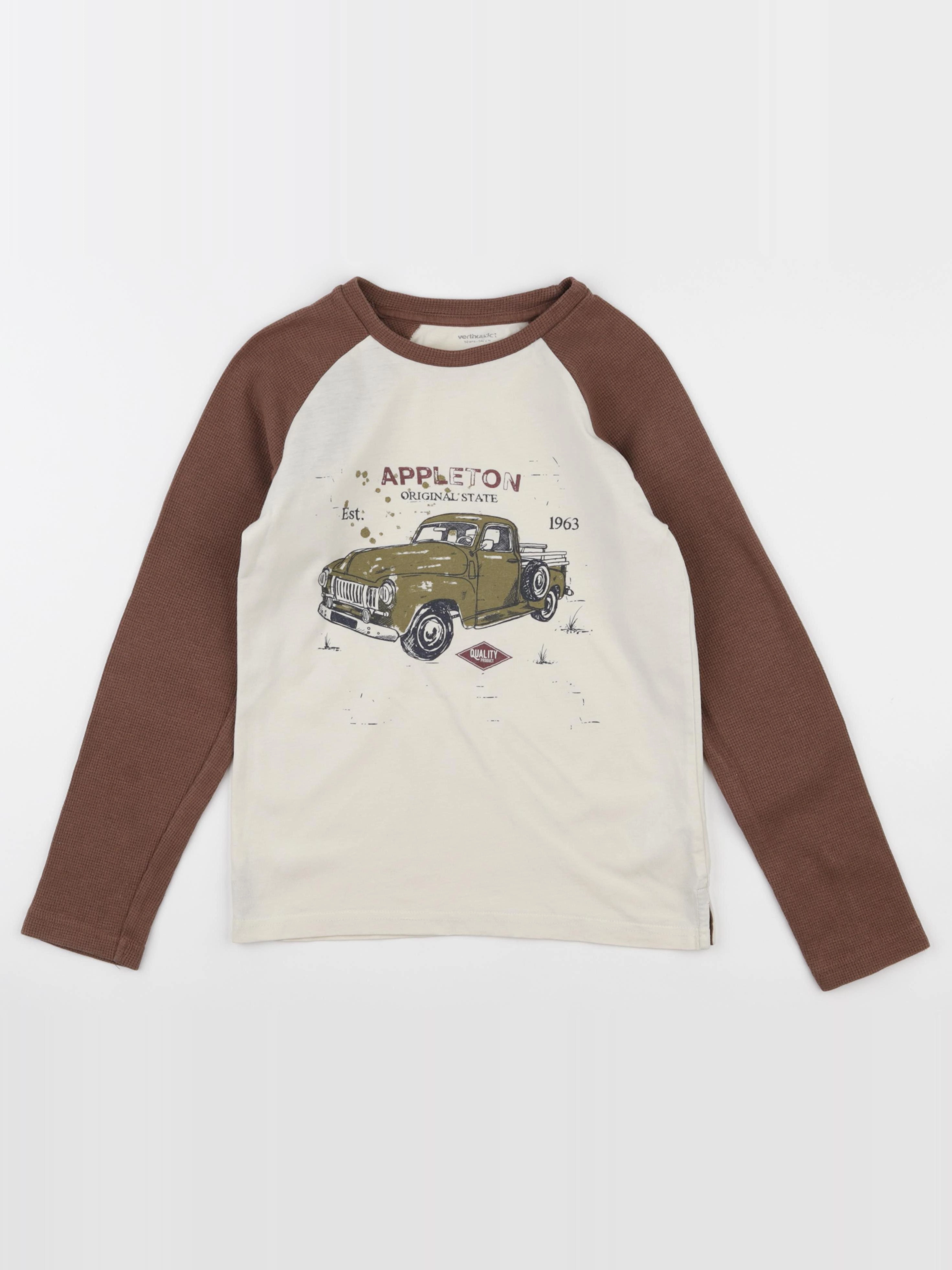 Vertbaudet - tee-shirt beige, marron - 10 ans