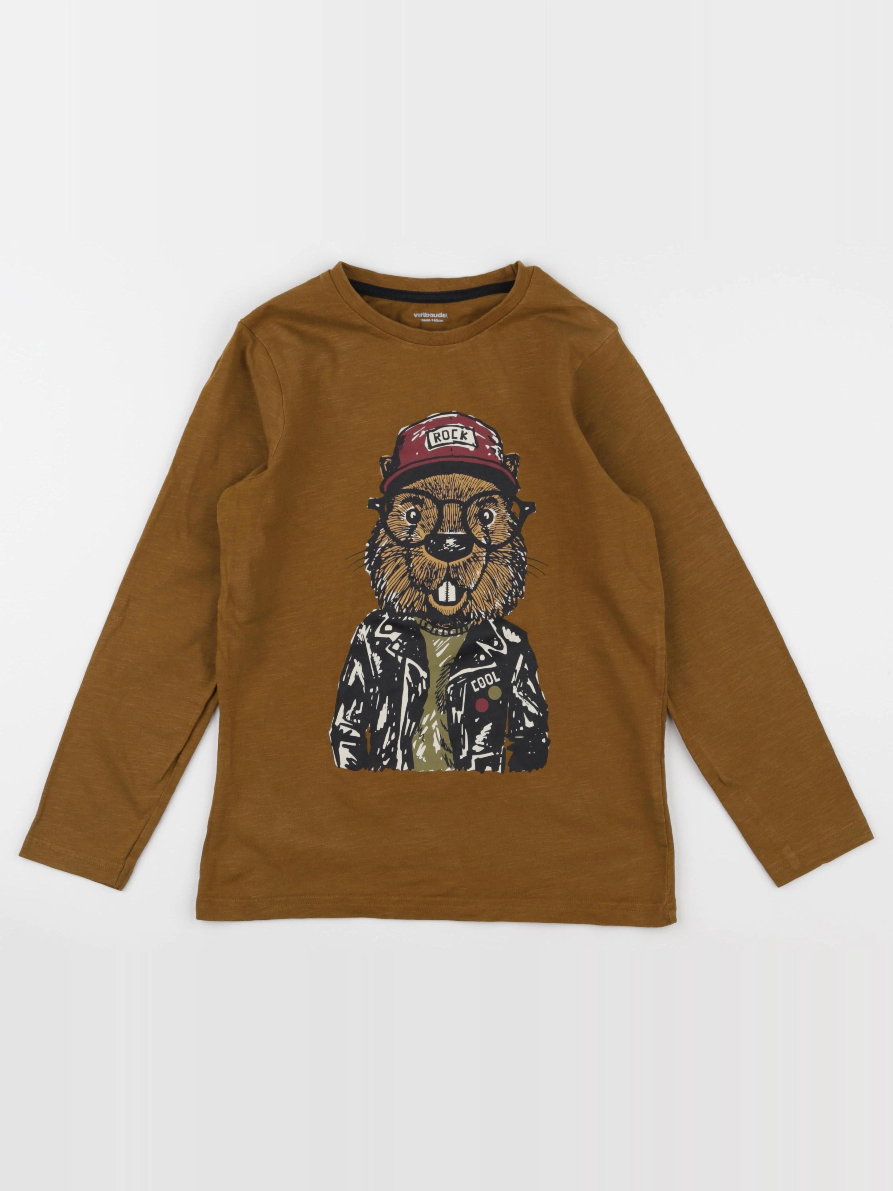 Vertbaudet - tee-shirt marron - 10 ans