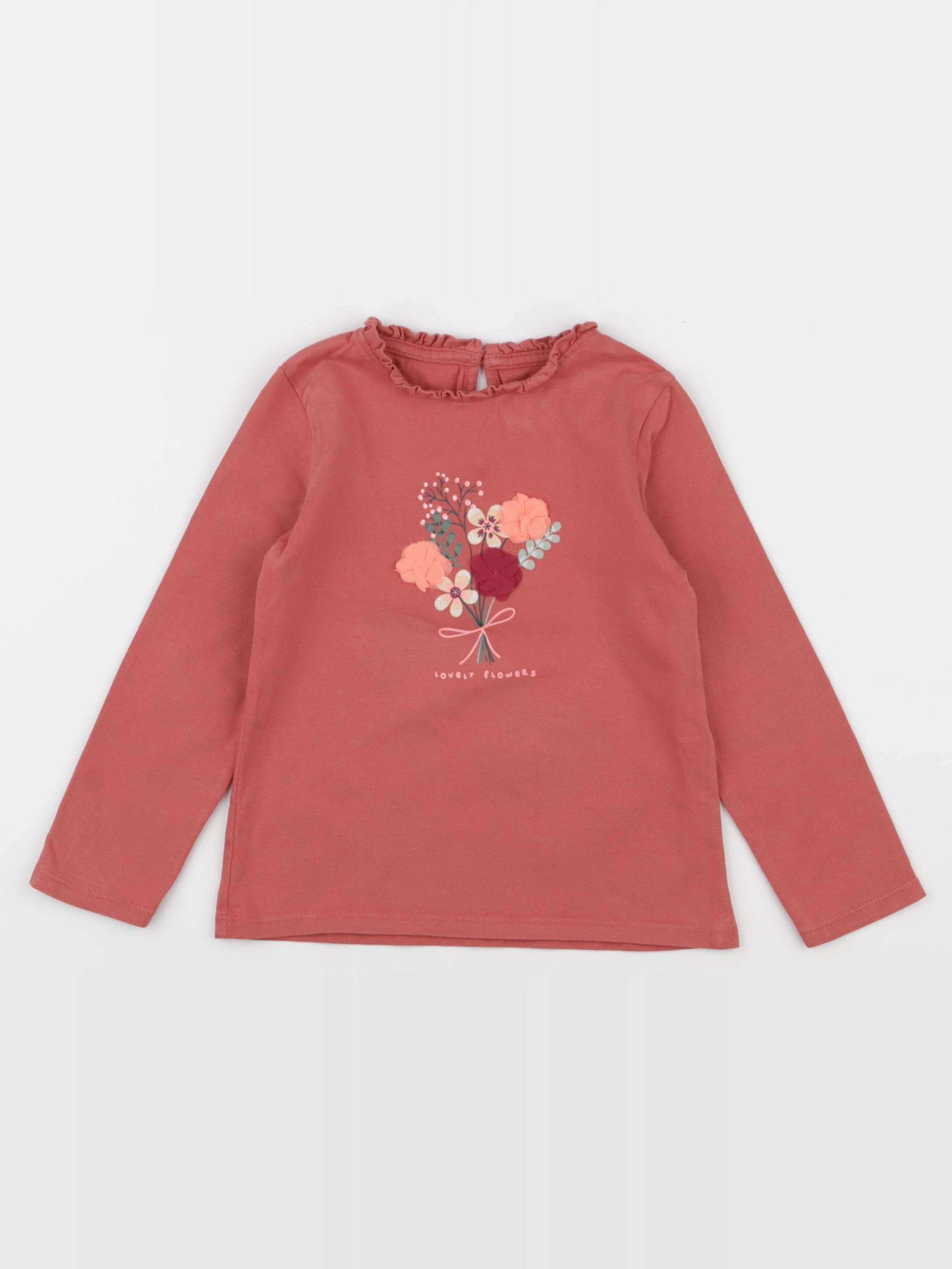 Vertbaudet - tee-shirt blanc, rose - 4 ans