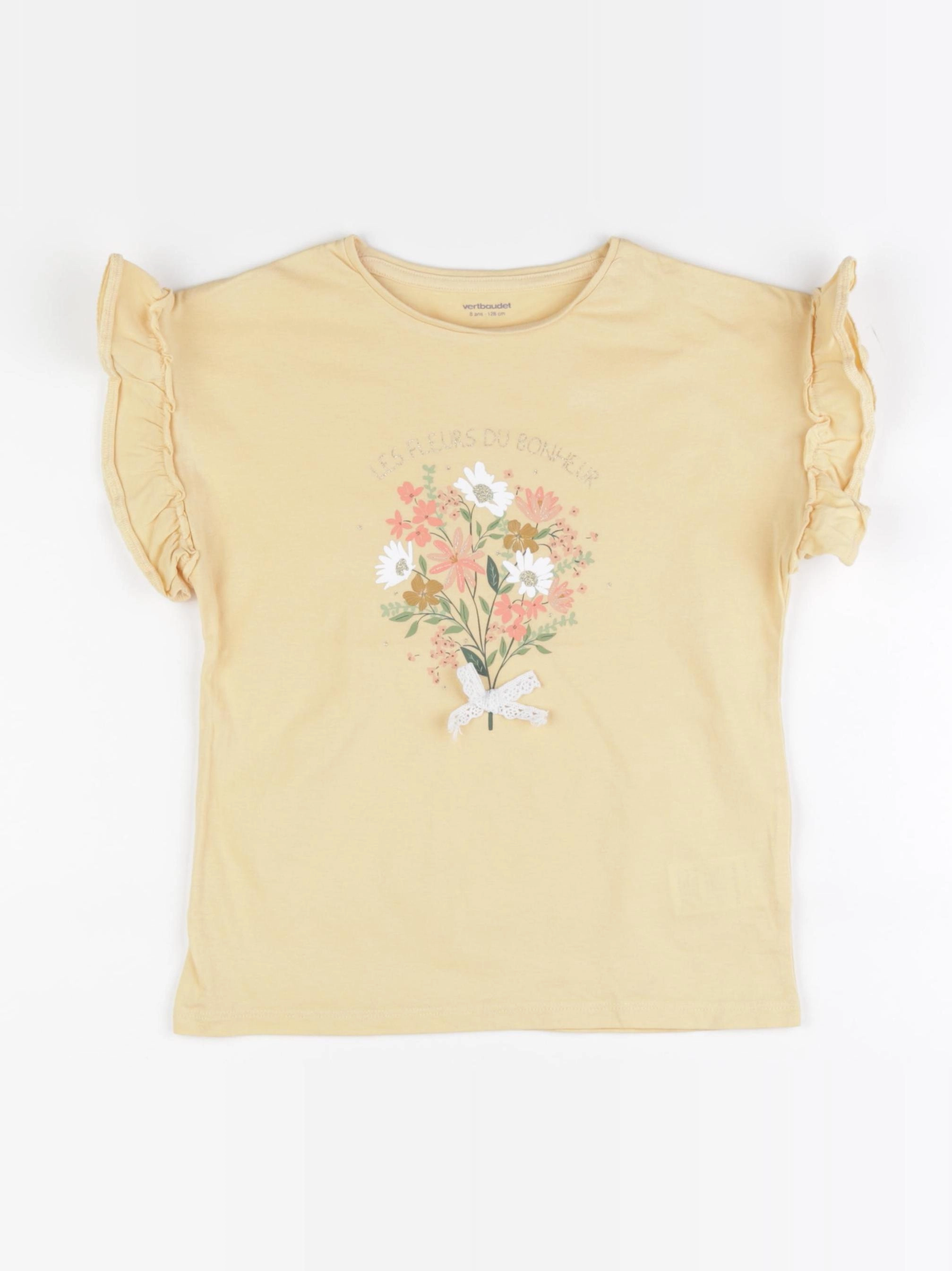 Vertbaudet - tee-shirt jaune - 8 ans