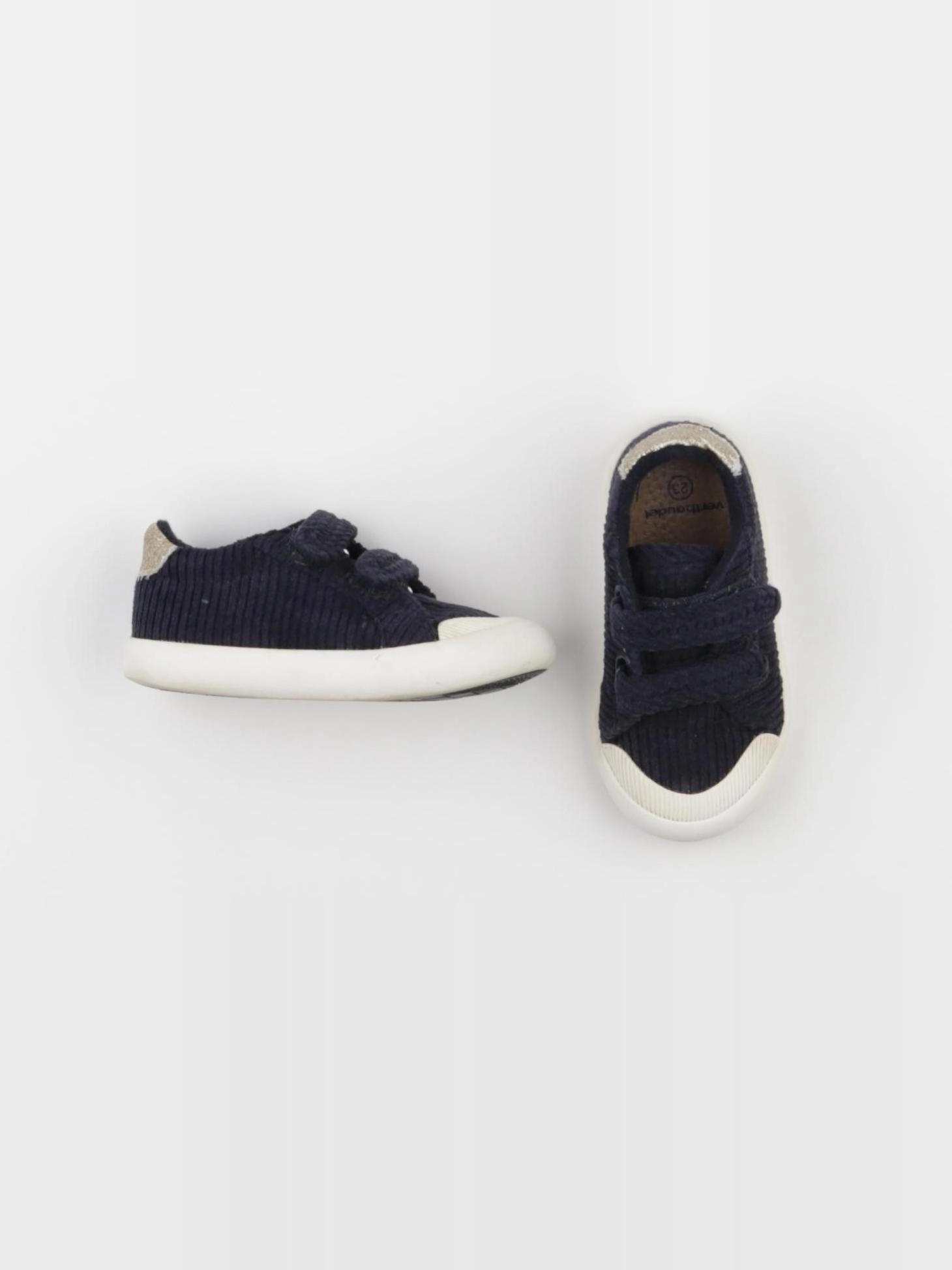 Vertbaudet - tennis à scratch/ lacets bleu - pointure 23