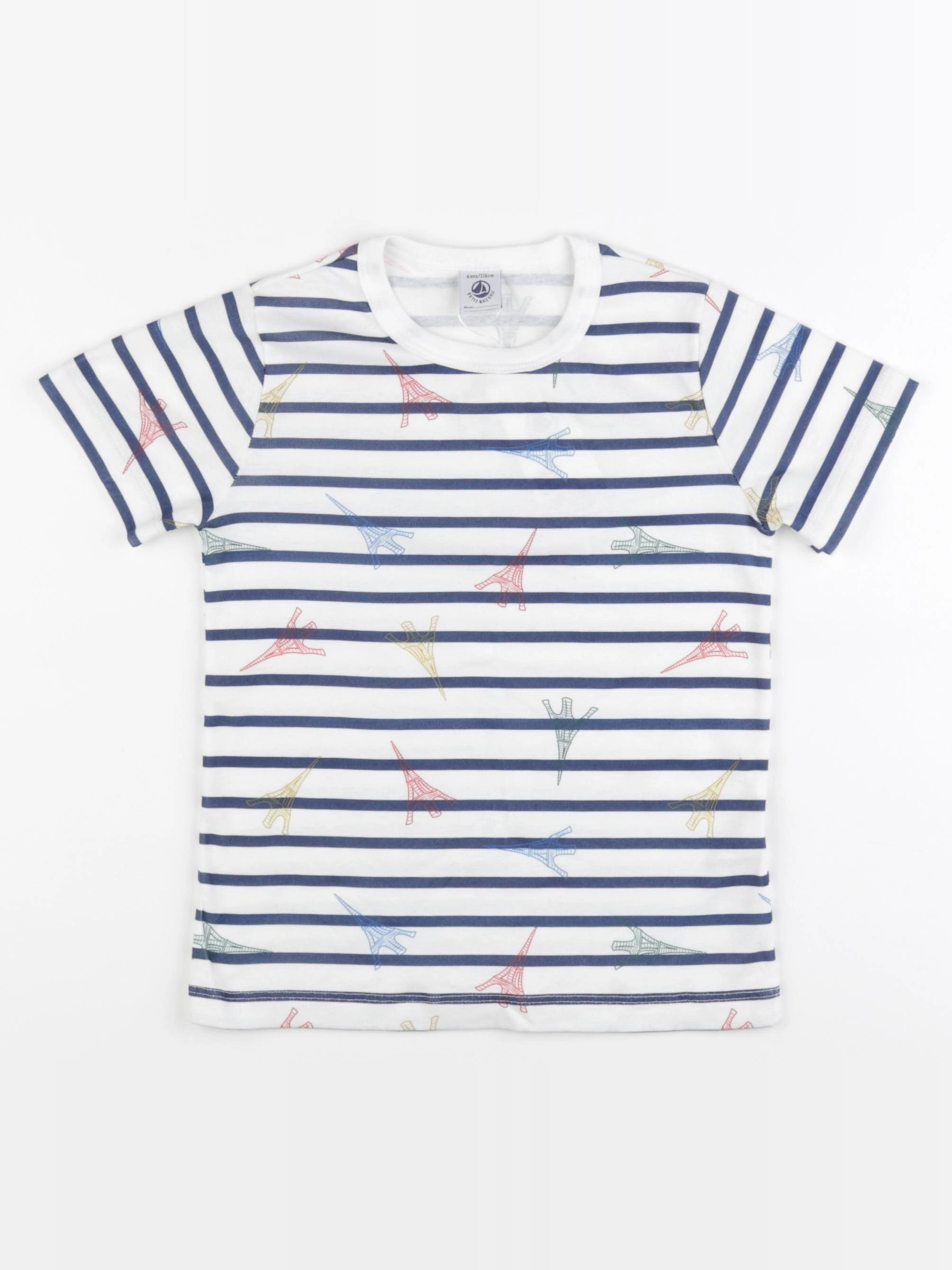 Petit Bateau - tee-shirt blanc, bleu - 4 ans