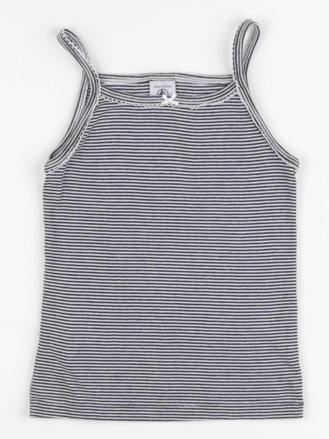 Petit Bateau - maillot de corps blanc, bleu - 4 ans