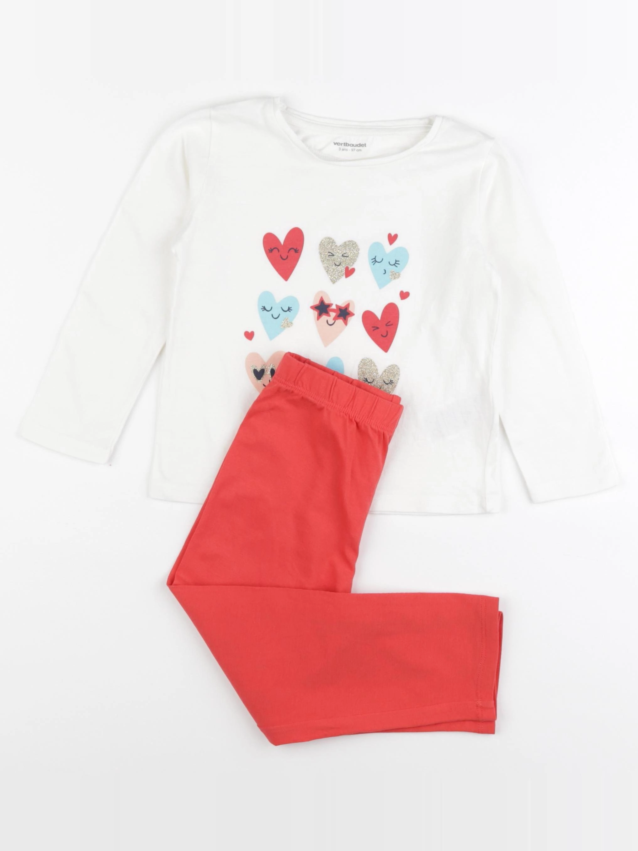 Vertbaudet - pyjama coton rouge - 3 ans