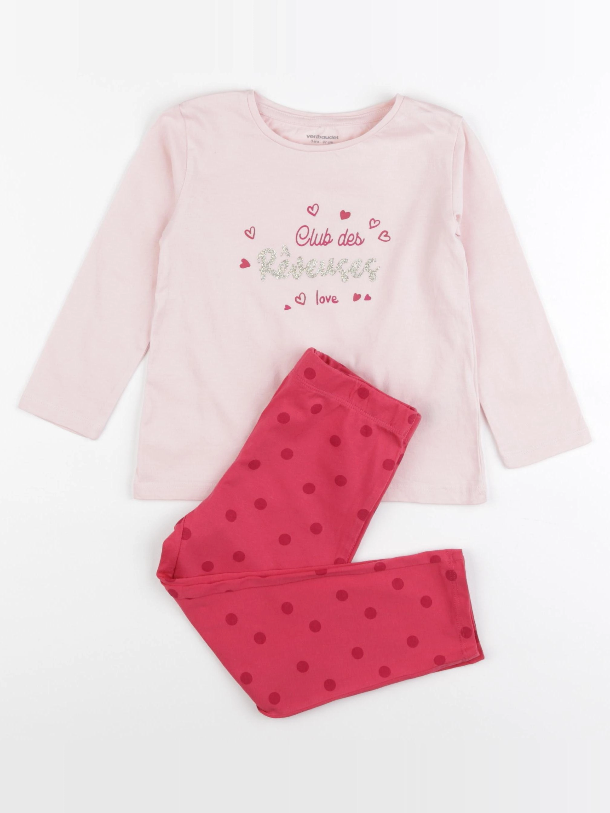 Vertbaudet - pyjama coton rose - 3 ans