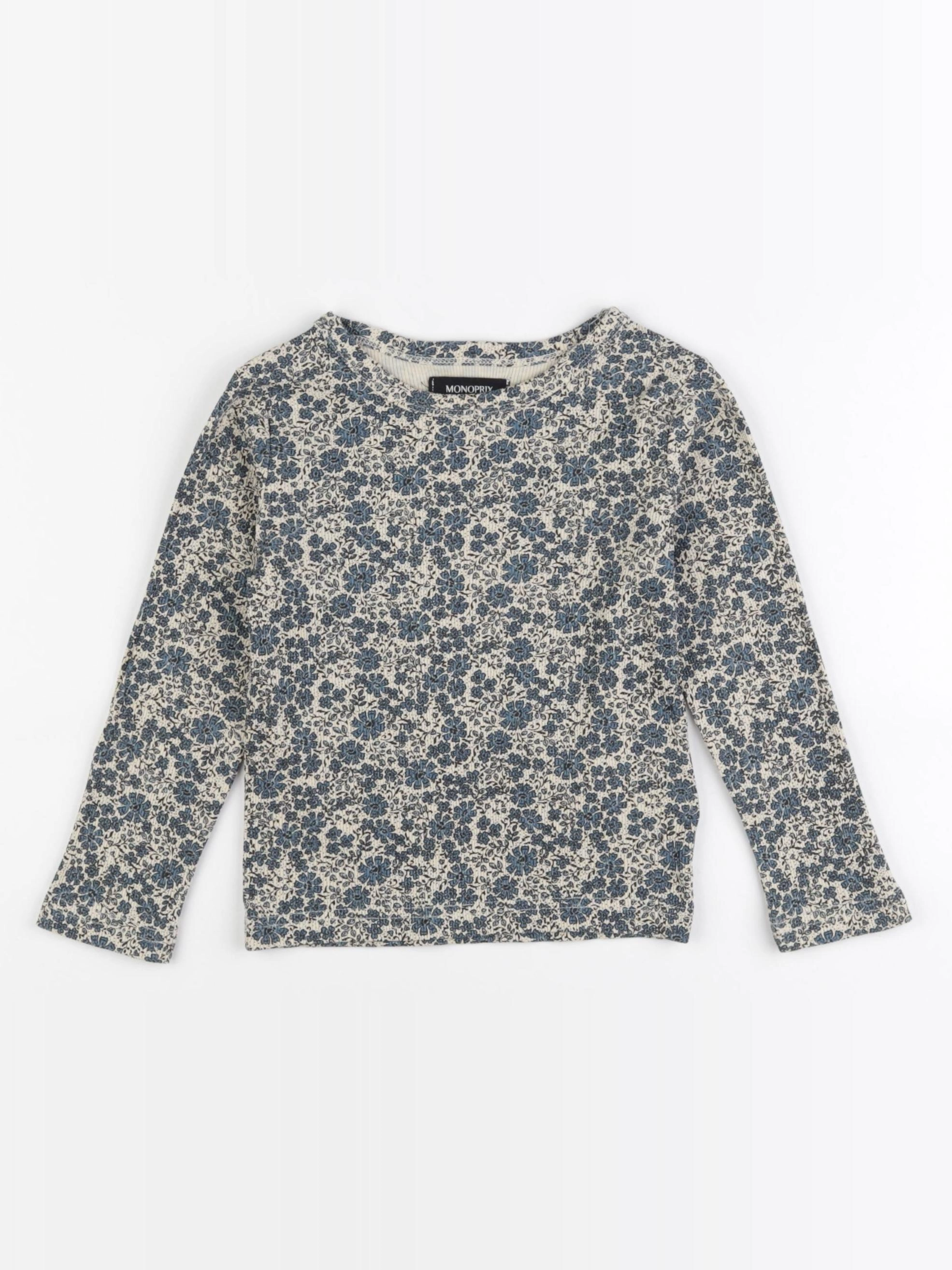 Monoprix - tee-shirt bleu, beige - 4 ans