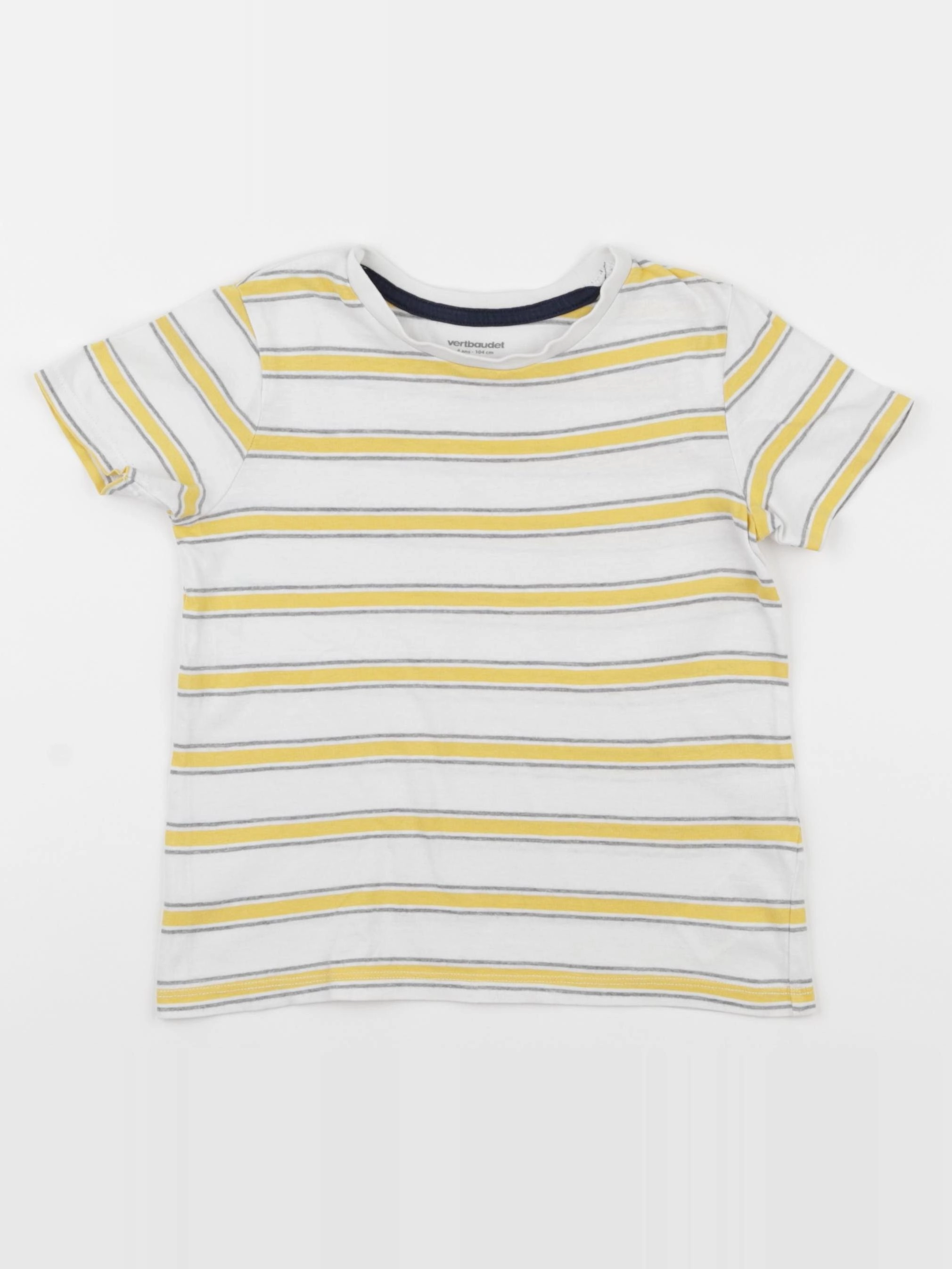 Vertbaudet - tee-shirt blanc, jaune - 4 ans