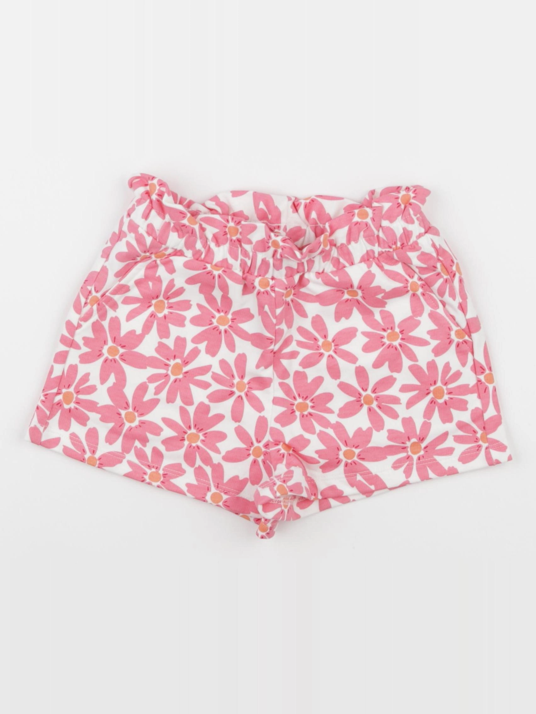Vertbaudet - short blanc, rose - 5 ans